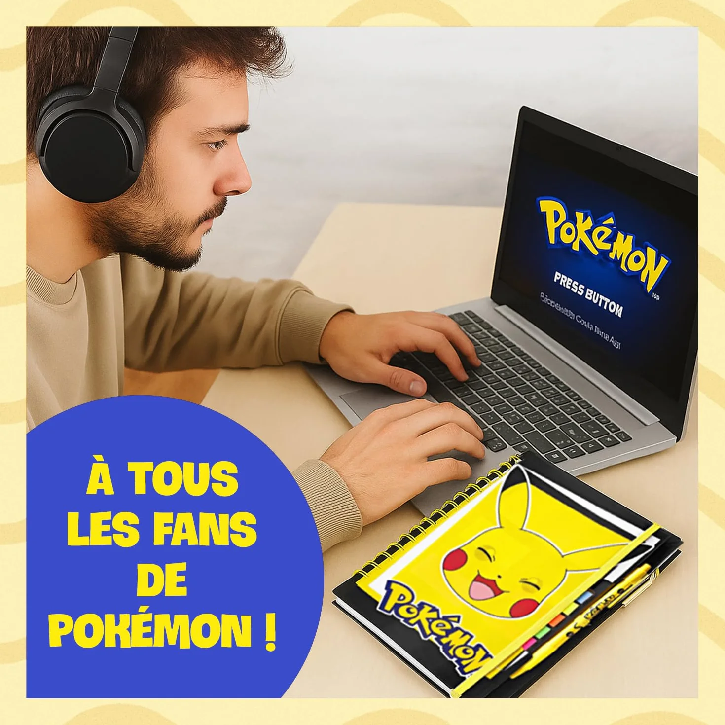 Carnet Pikachu A5 Pokémon Enfant avec Stylo - Anniversaire École Journal Intime