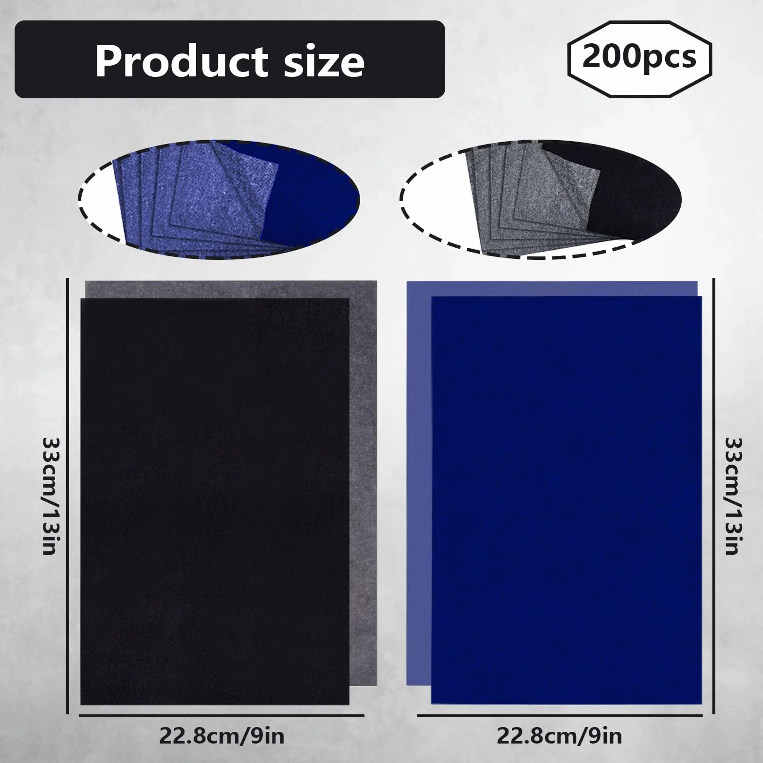 Papier de Copie Carbon A4 200 Feuilles, Transfert Carbone pour Images sur Bois Toile Peinture (29.7×21cm)