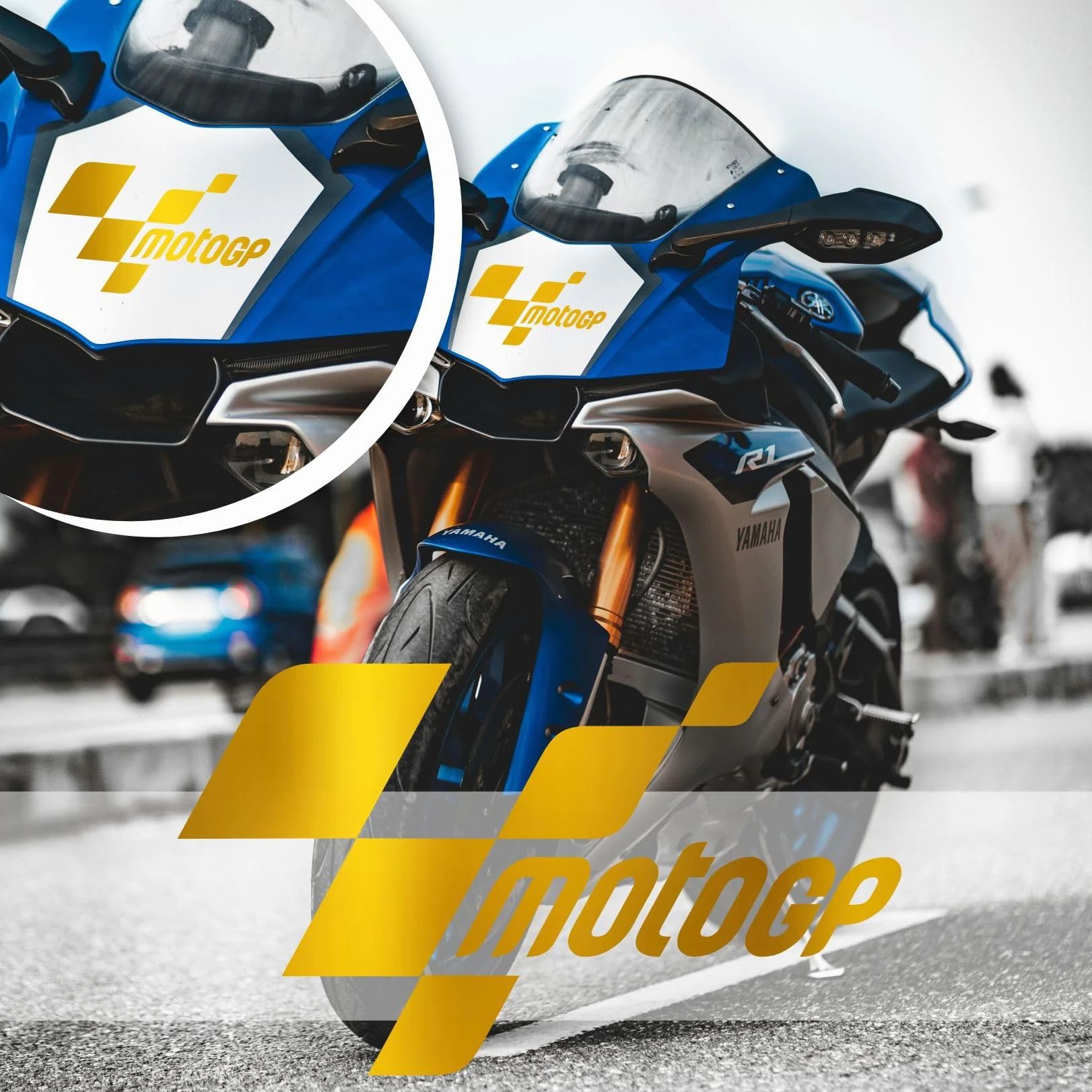 Autocollant Moto GP Sticker Voiture Funny Or 5