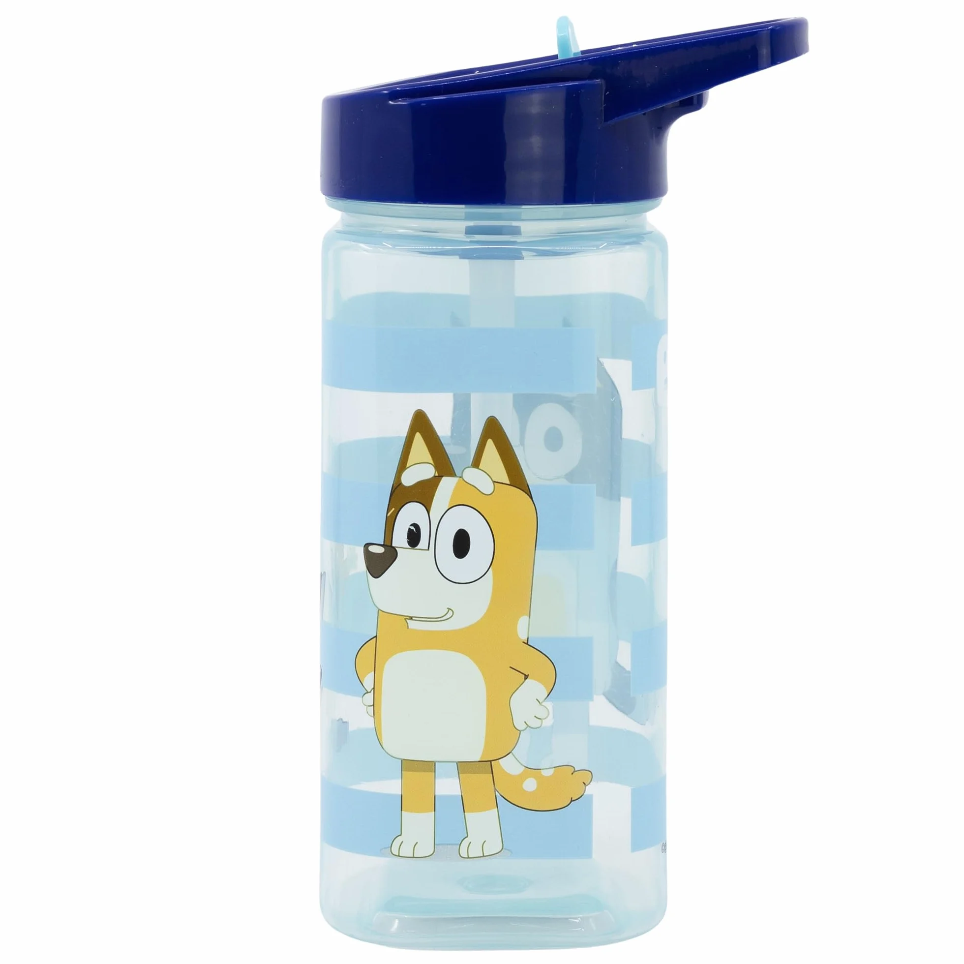 STOR Gourde Réutilisable Bluey avec Paille Intégrée 530ml Sans BPA Bouteille Eau Plastique Carrée Enfant