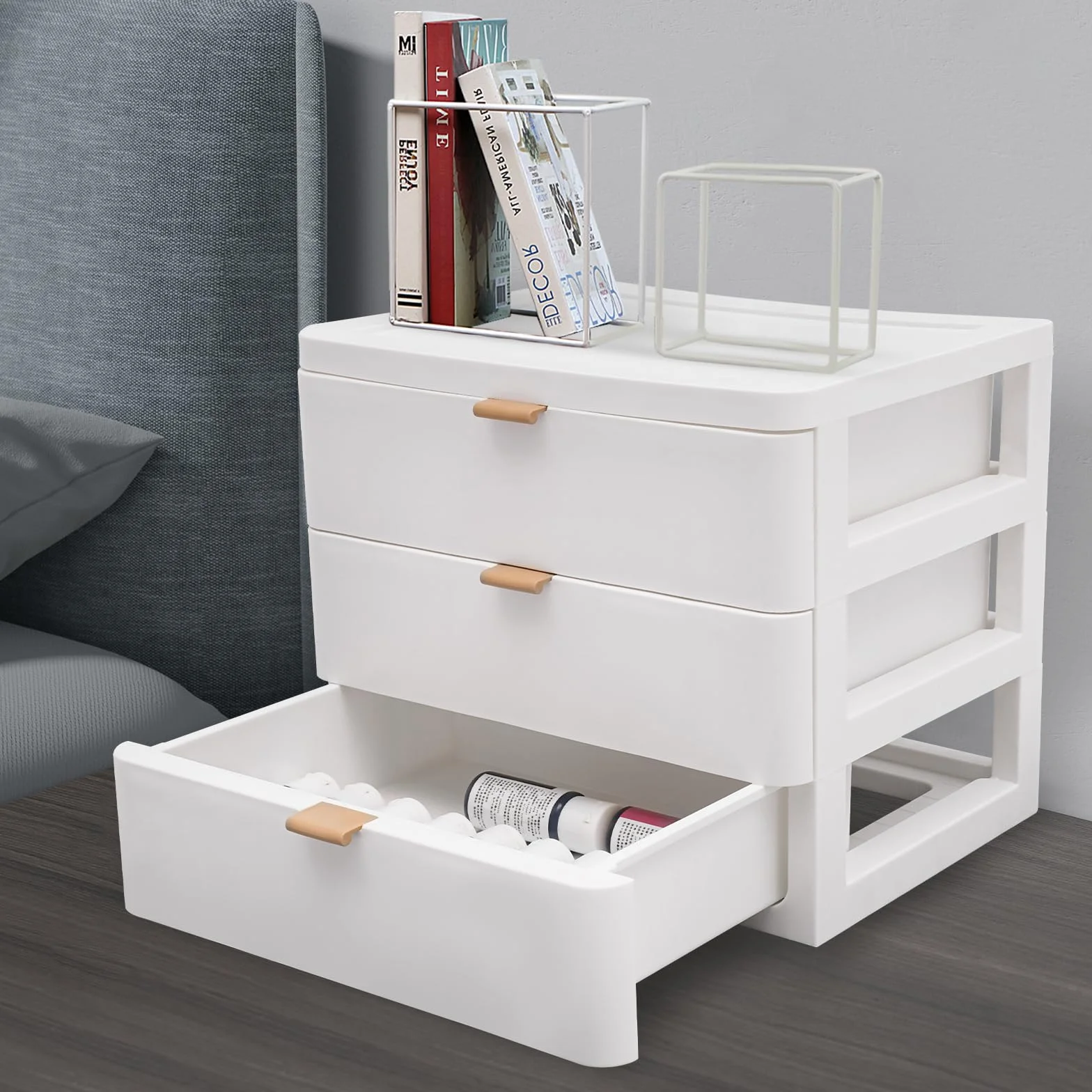Organisateur de bureau 3 tiroirs blanc 26x20x22 cm empilable