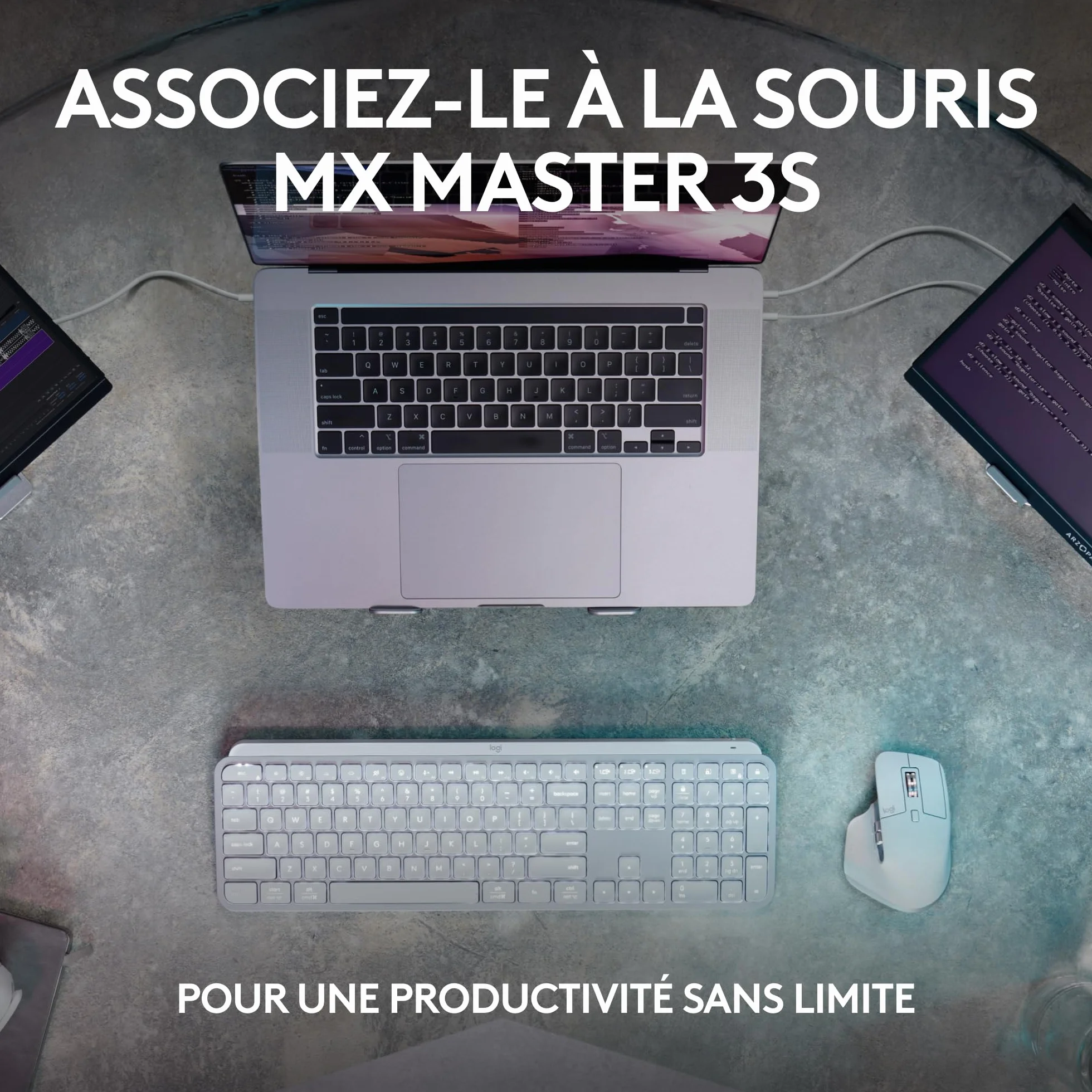 Logitech MX Keys S Clavier sans Fil Rechargeable USB-C Silencieux Rétroéclairé Bluetooth AZERTY Français Pale Grey