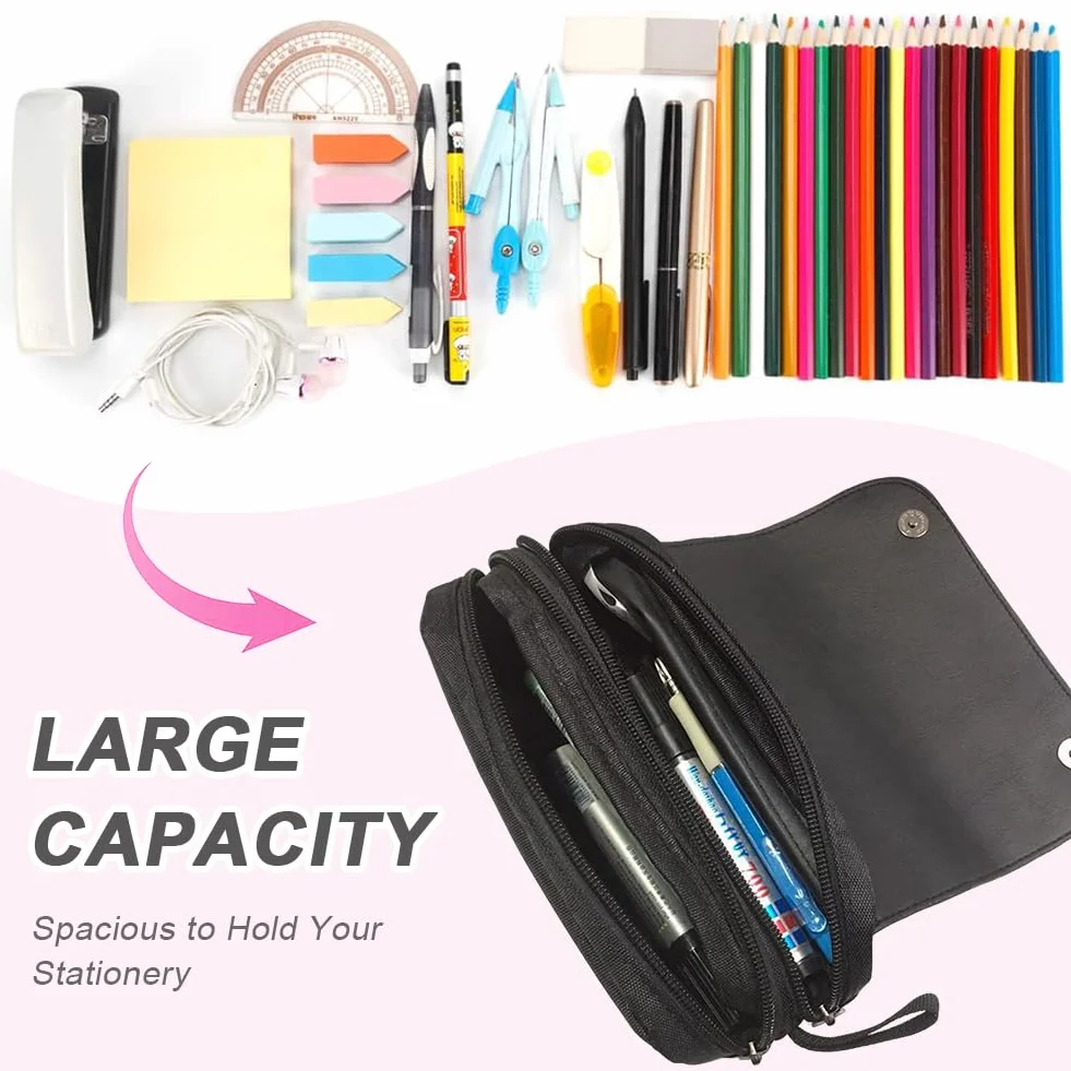 Kawaii Trousse à Crayons Blackpink pour Enfants, Grande Capacité, Fermeture Éclair Scolaire Souple