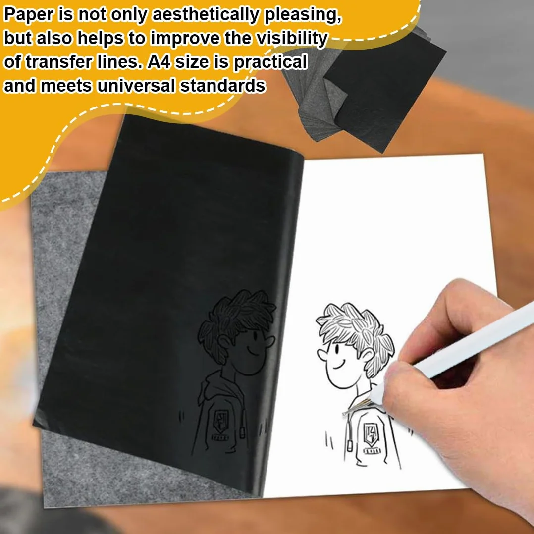 YAYNO Lot de 50 feuilles Papier Transfert Carbone A4 pour Bois Toile Surfaces Artistiques