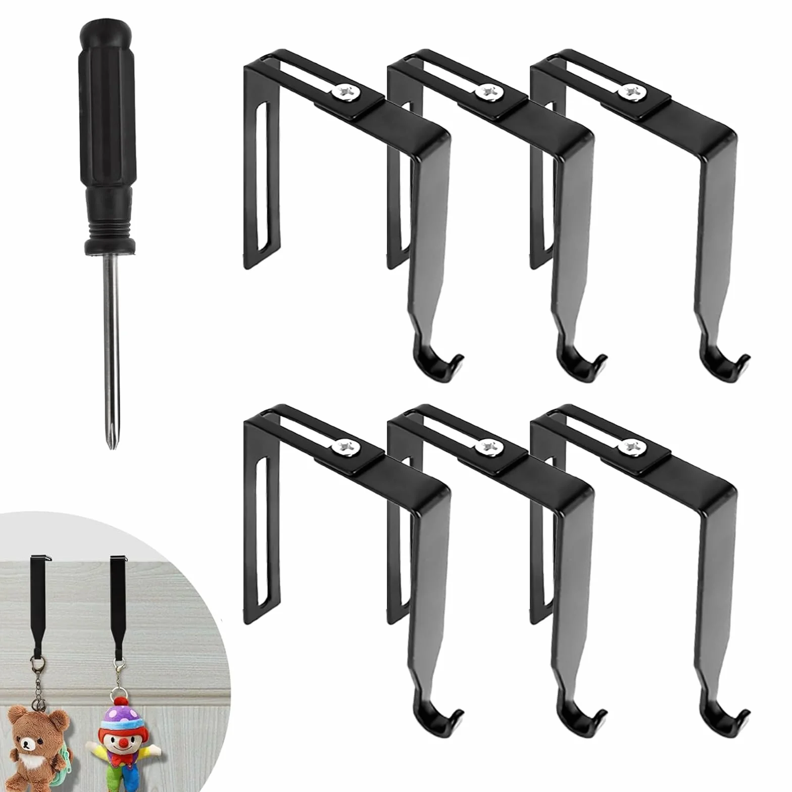 Lot de 6 crochets muraux réglables en métal haute résistance pour miroir de porte 3,5-8,9 cm