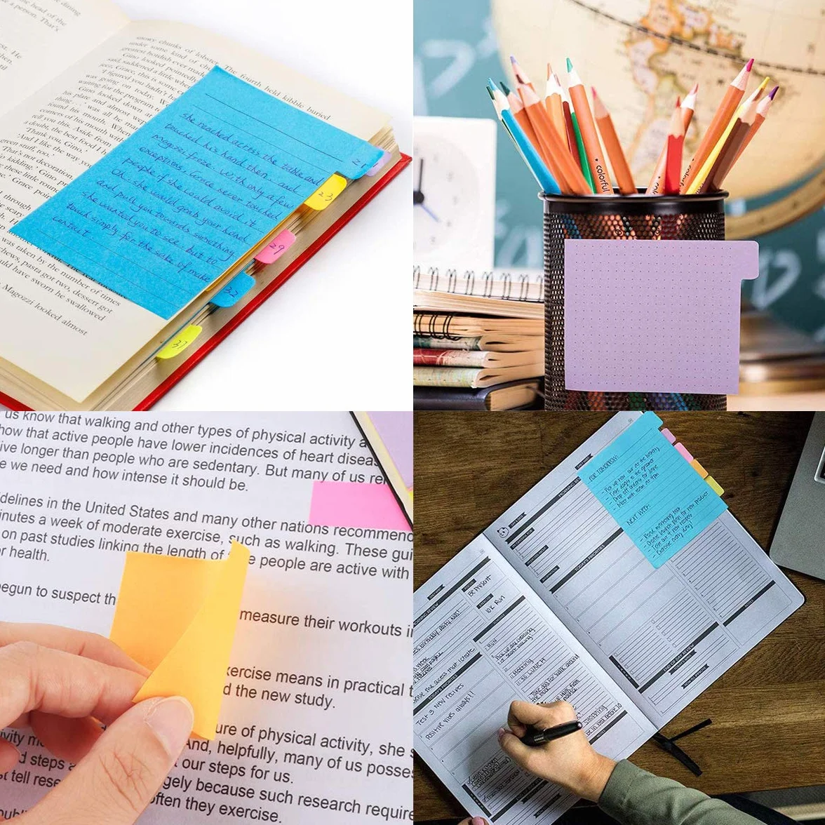 Lot de 500 Notes Autocollantes, 7 Types Post It, Étiquettes Inscriptibles, Signets Marqueurs Adhésifs pour Bureau et Scolaires