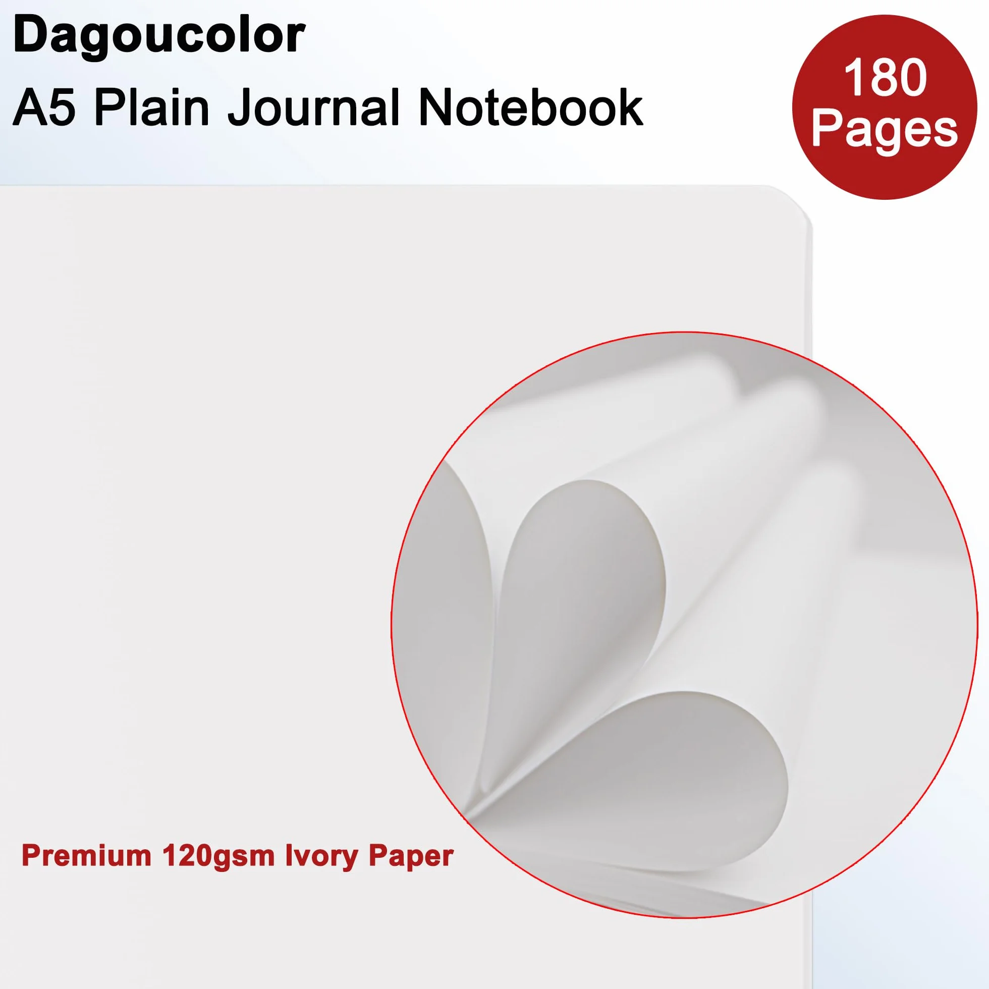 Carnet De Notes en Cuir PU A5 120GSM 90 Feuilles 180 Pages avec Poche et Fermeture de Bande élastique