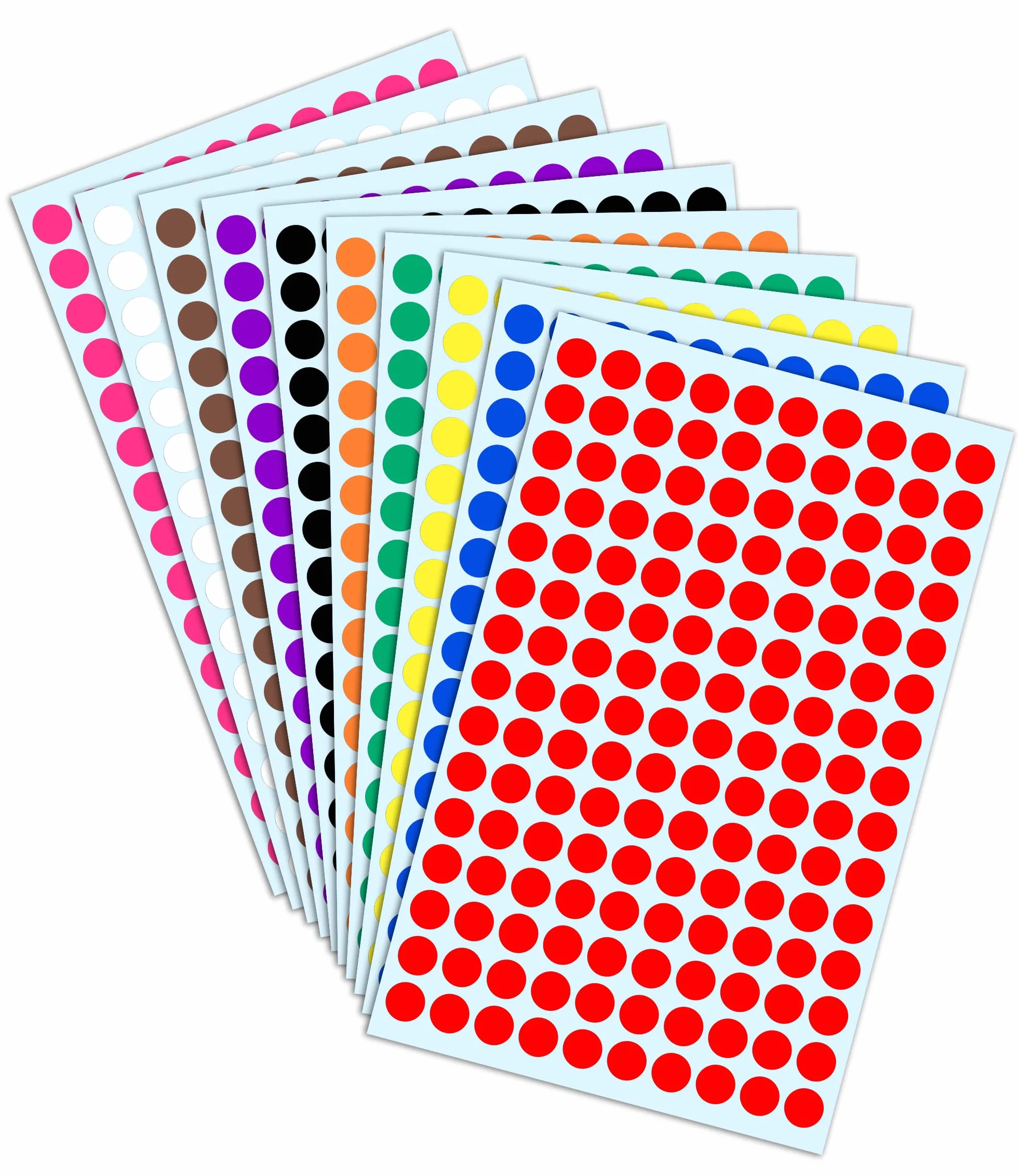 Gommettes Autocollantes Rondes 10mm - 10 Couleurs, 3000 Pièces