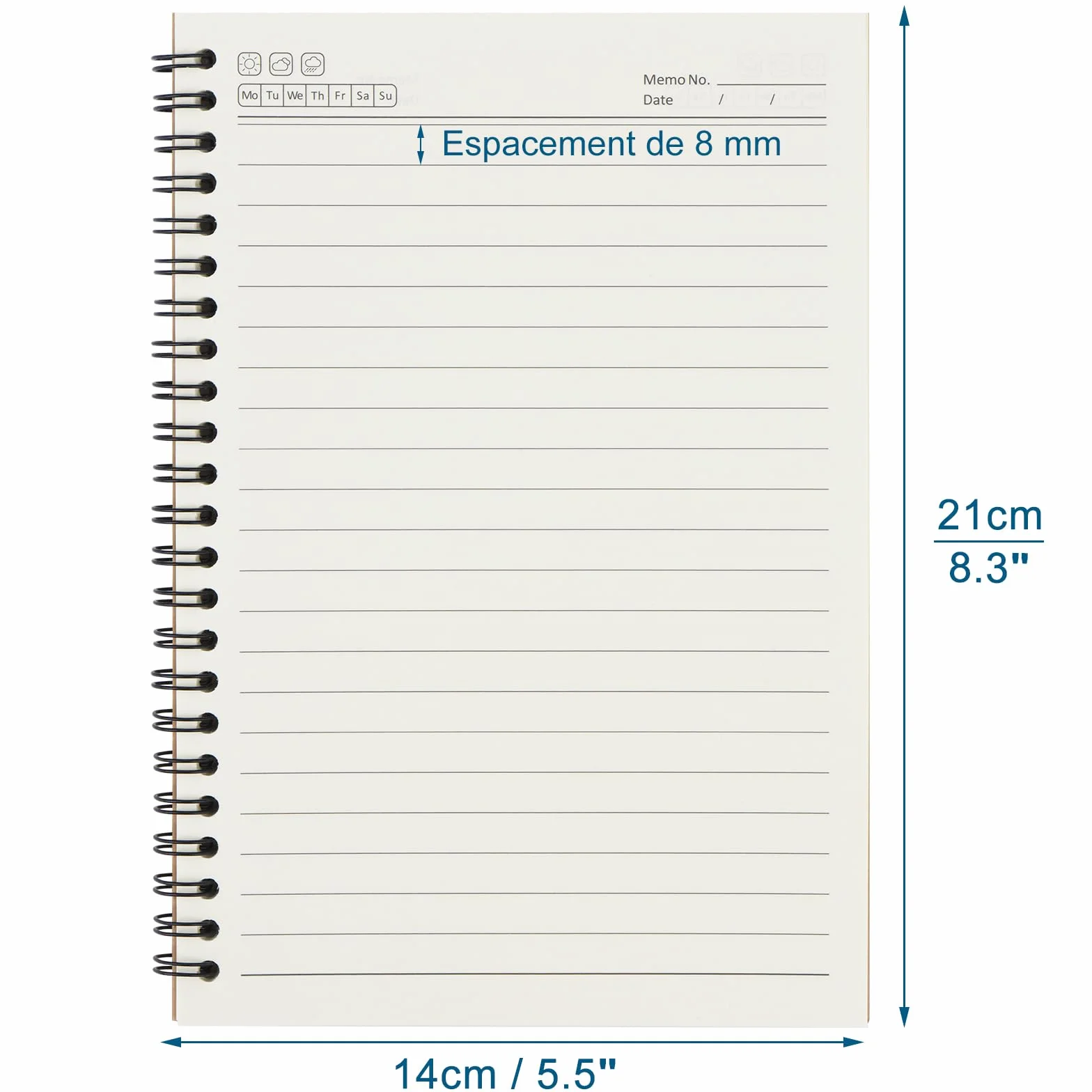 Cahier à Spirale Kraft 60 Feuillets Lot de 6 Blocs, 80 g/m², 120 Pages Lignées