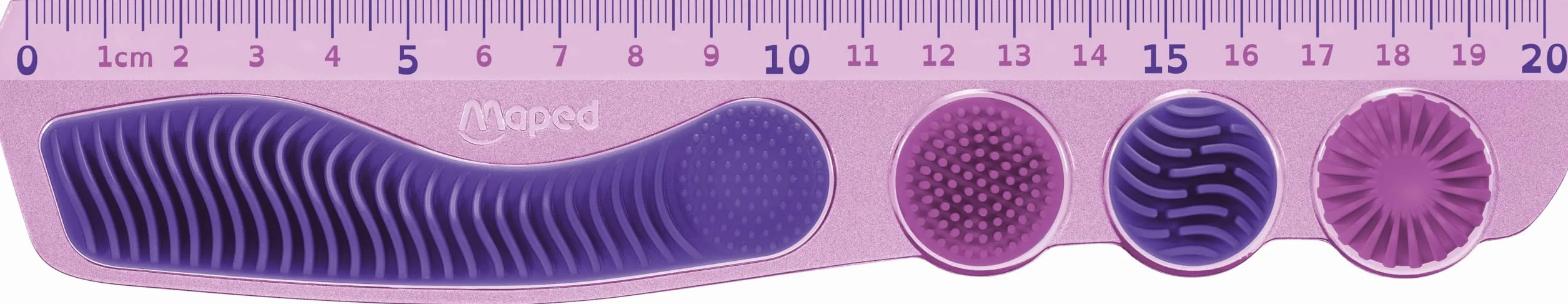 Maped Règle 20cm Kidy Learn Concentration Violette PET Incassable Zones Tactiles Grip Graduation Contrastée