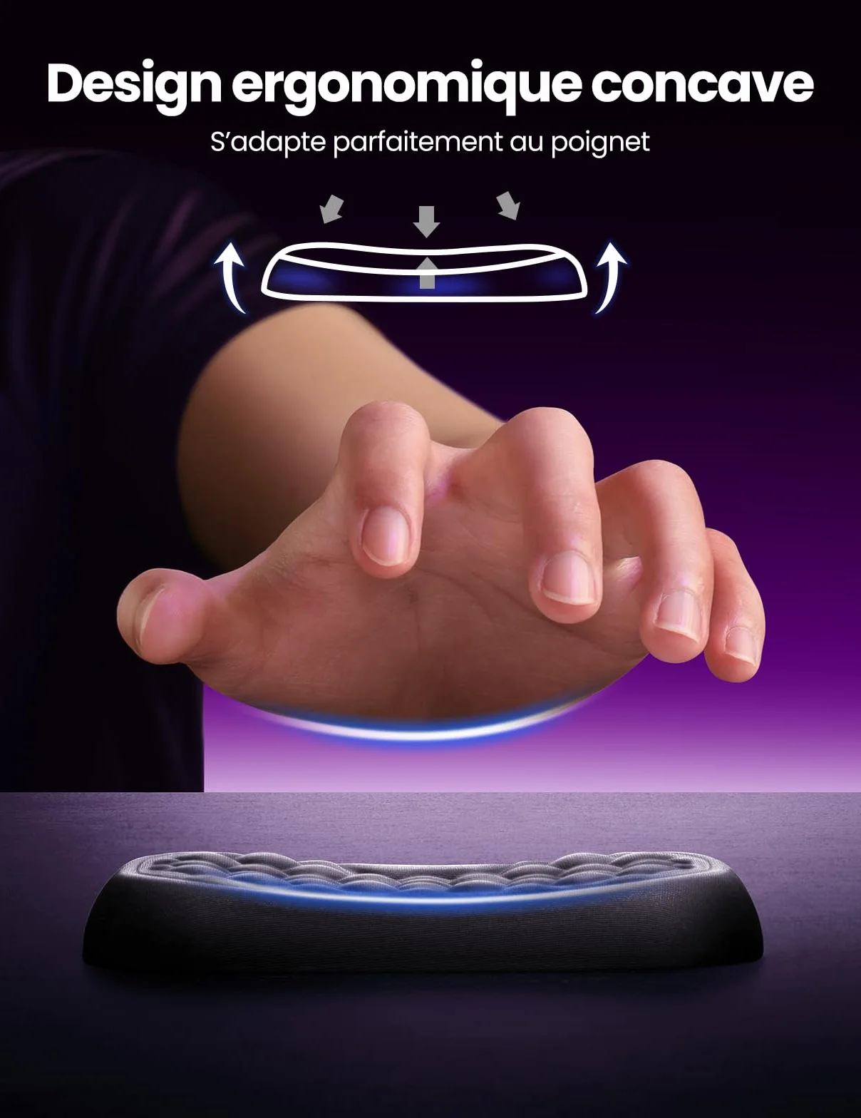 Vaydeer Repose-Poignet Clavier Souris Mousse Mémoire Kit Antidérapant Wrist Rest Pad Ordinateur Portable Noir