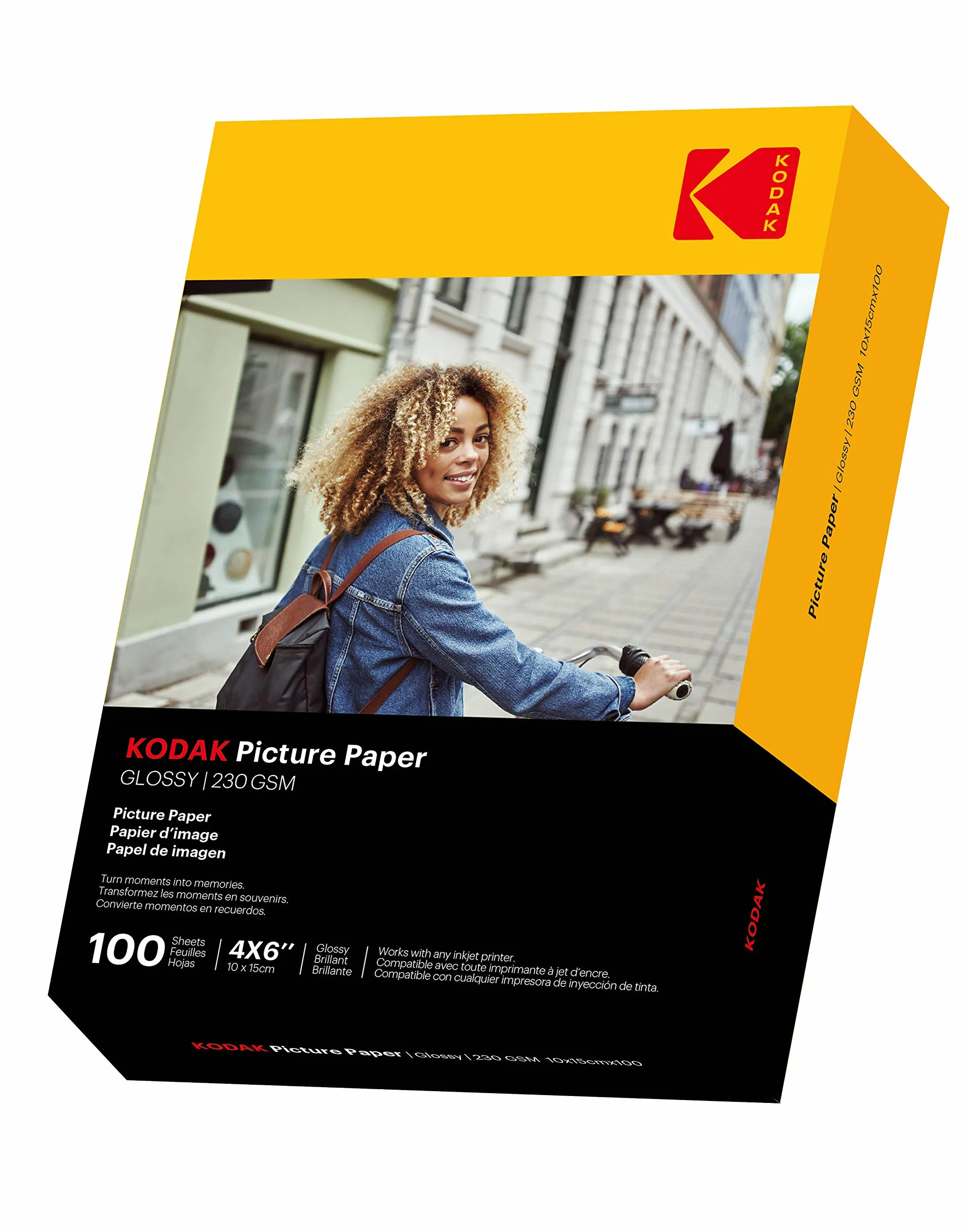 KODAK Picture Paper Papier Photo Brillant A6 10x15cm 230g/m² 100 Feuilles Jet d'Encre