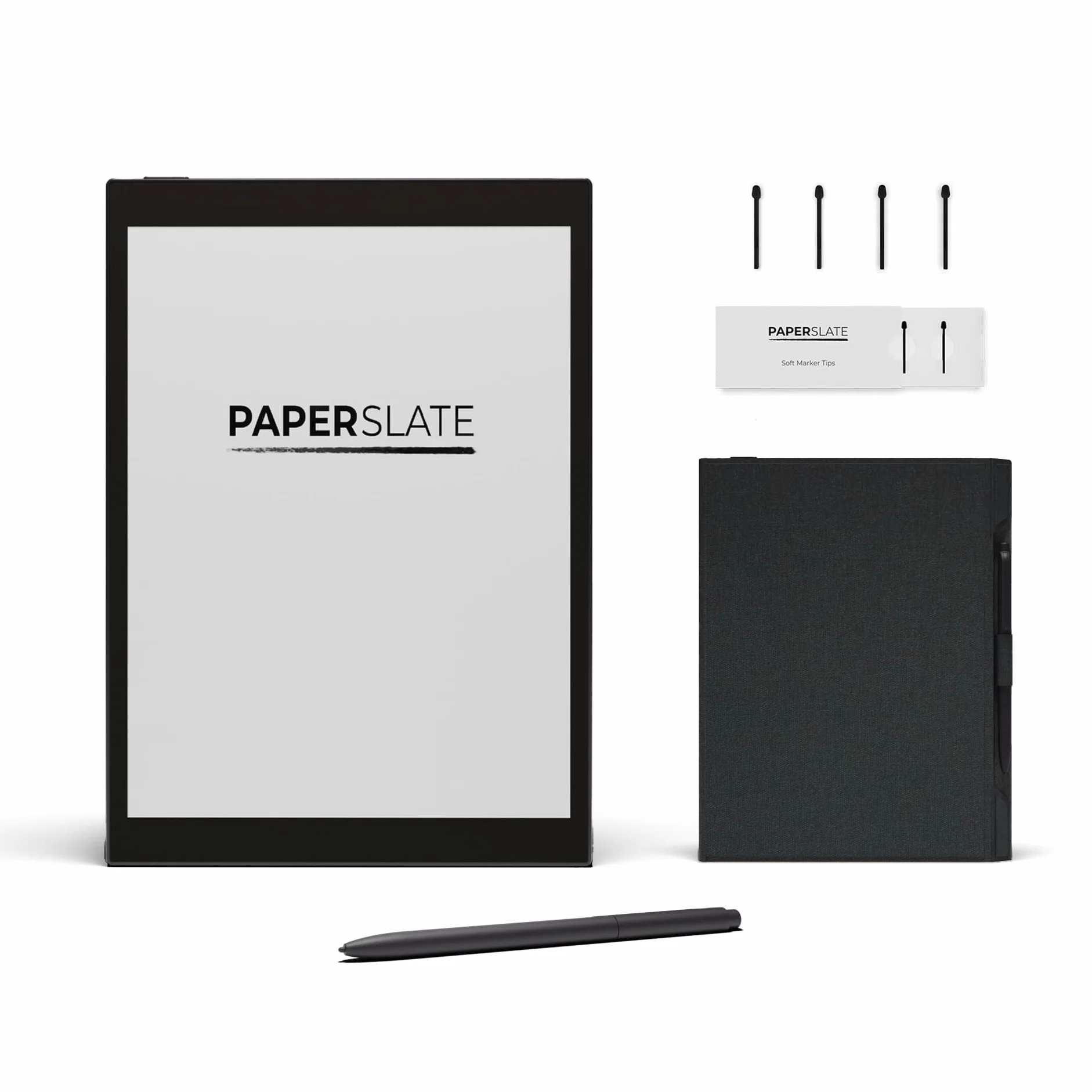 Pack Paperslate Pro + Couverture Grise + 4 Mines - Bloc Notes numérique Étanche & Rétro-éclairage - Tablette Papier Eink - Digital Notebook