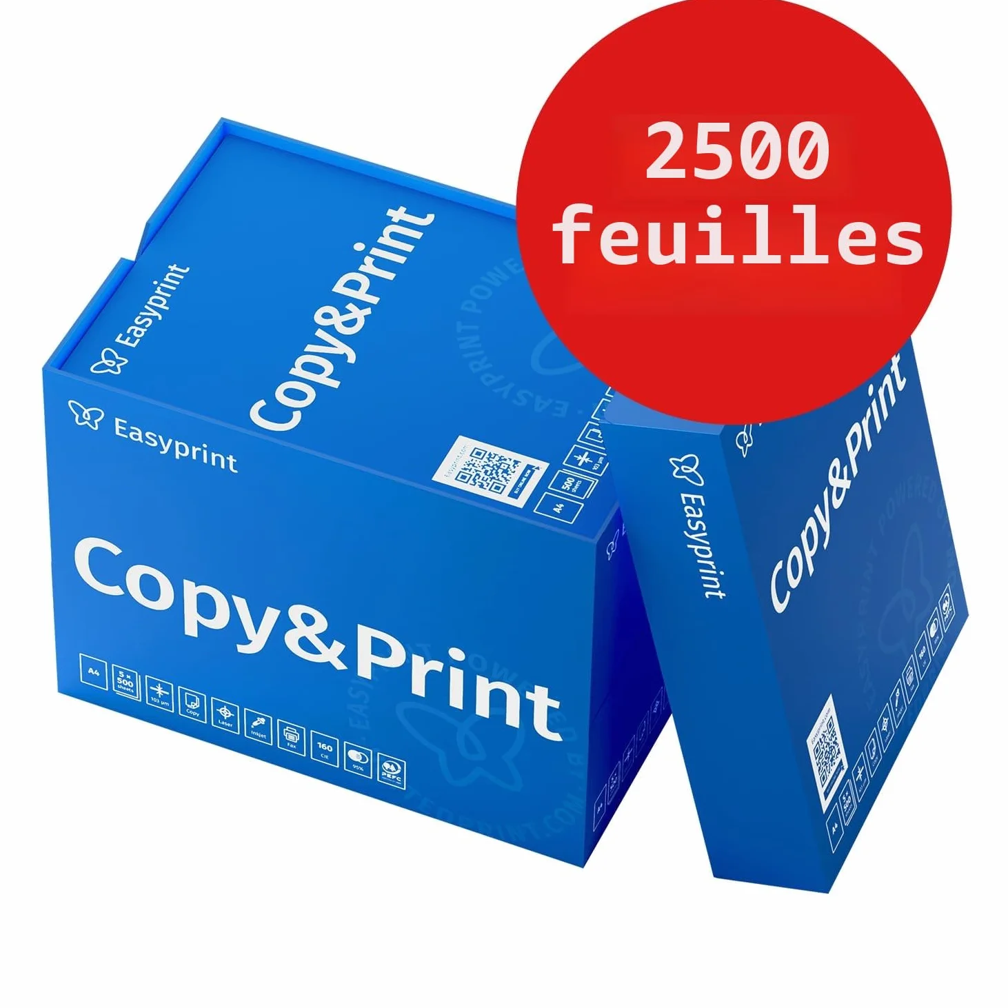Easyprint Papier A4 Premium Blanc 2500 feuilles 5 x 500 CIE 160 PEFC