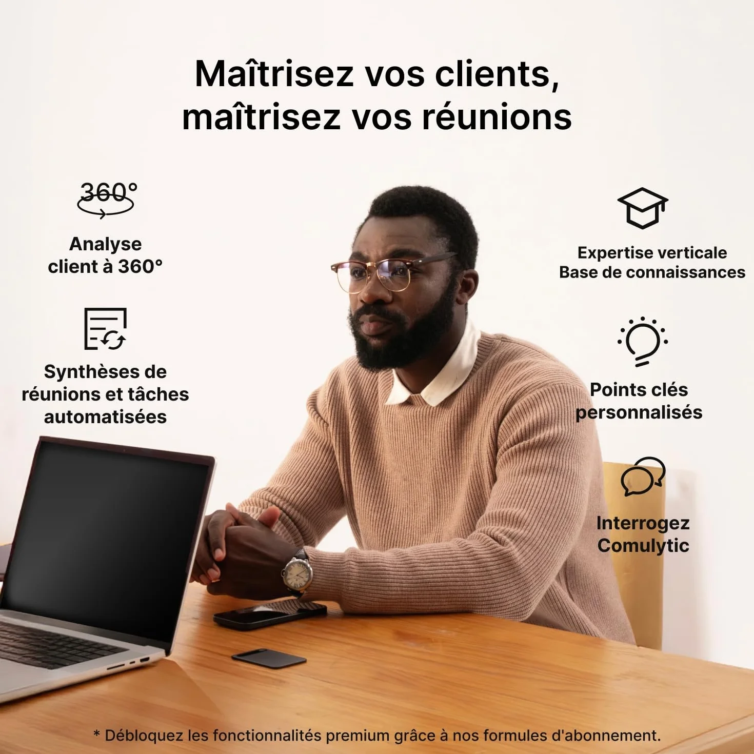 Comulytic Note Pro Enregistreur Vocal IA numérique Transcription résumé illimités dictaphone contrôle Application étui 113 Langues Noir