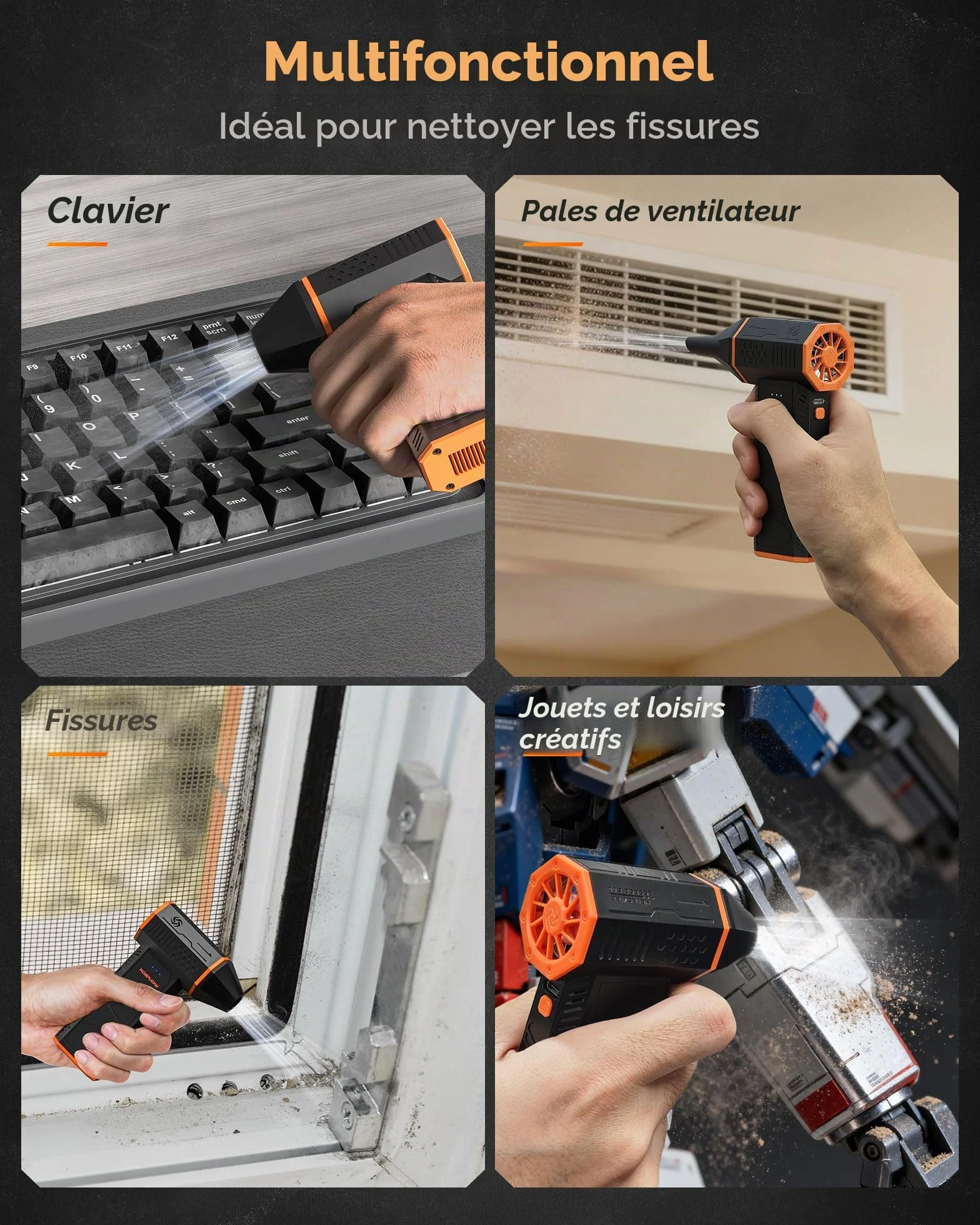 WOLFBOX MF50 Soufflette à Air Comprimé 110 000 tr/min 3 Vitesses Réglables Dépoussiéreur Haute Puissance