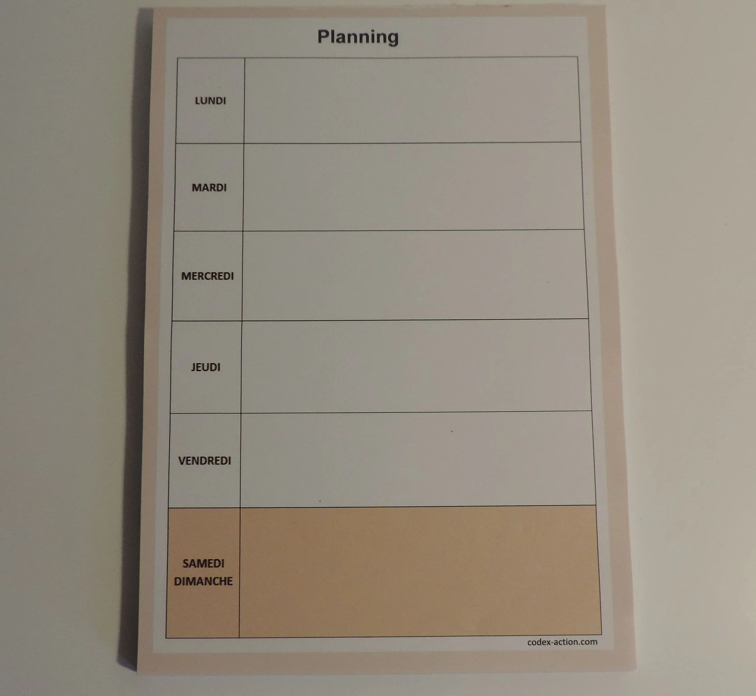 Bloc note Planning semaine A5 15x21 cm 52 pages détachables bleu marron