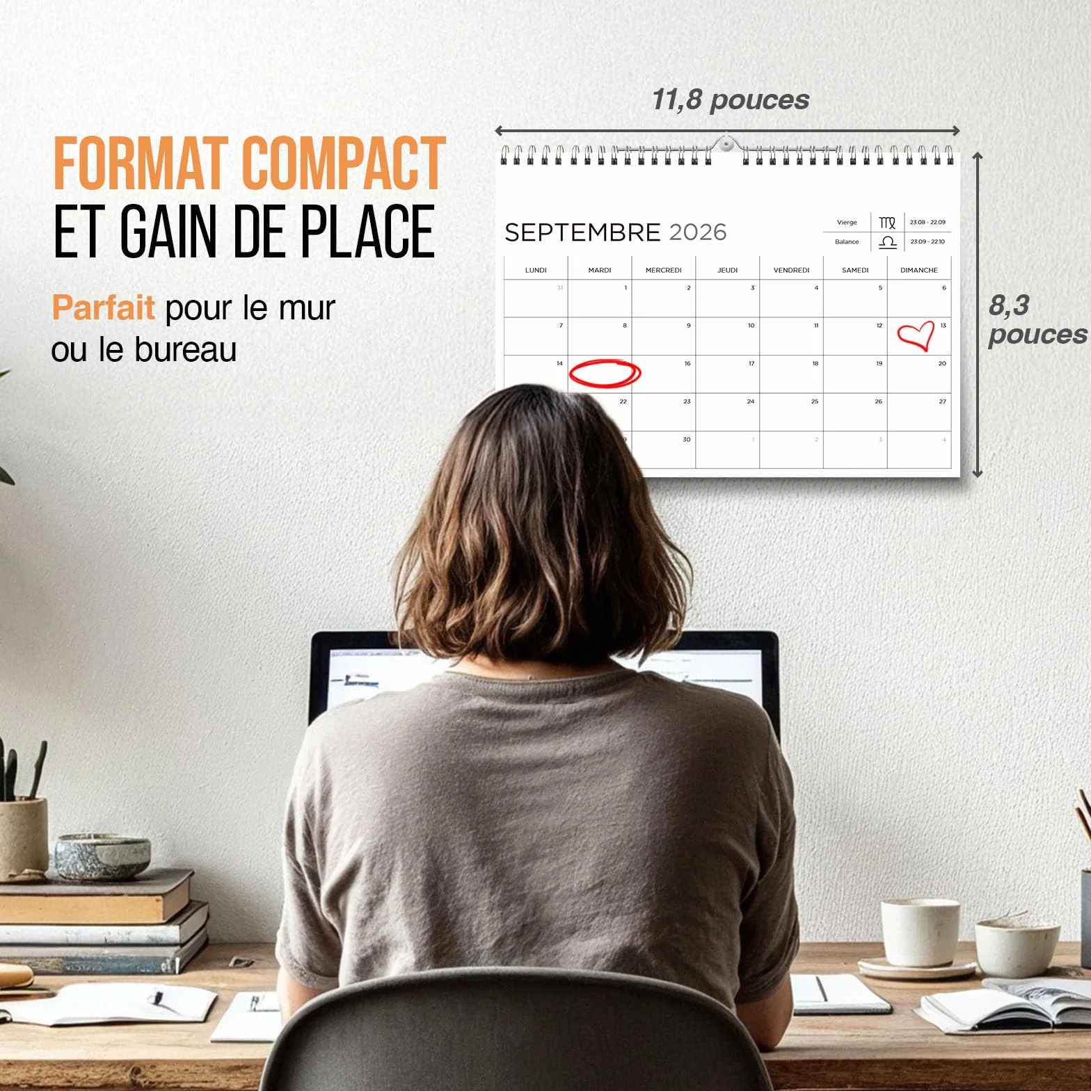 ZENO Calendrier Mural 2026 2027 18 Mois Janvier 26 à Juin 27 Planning Mensuel Organiseur Familial