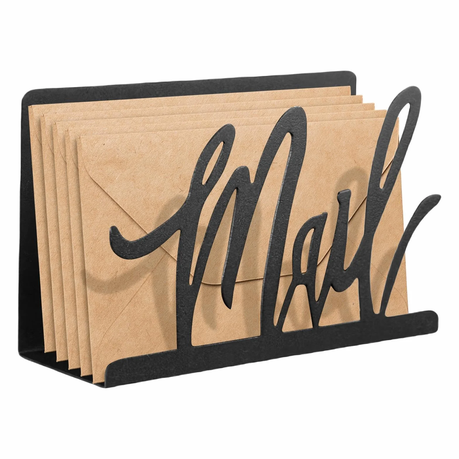 Organisateur de courrier métal noir pour maison, bureau, porte-lettres mural