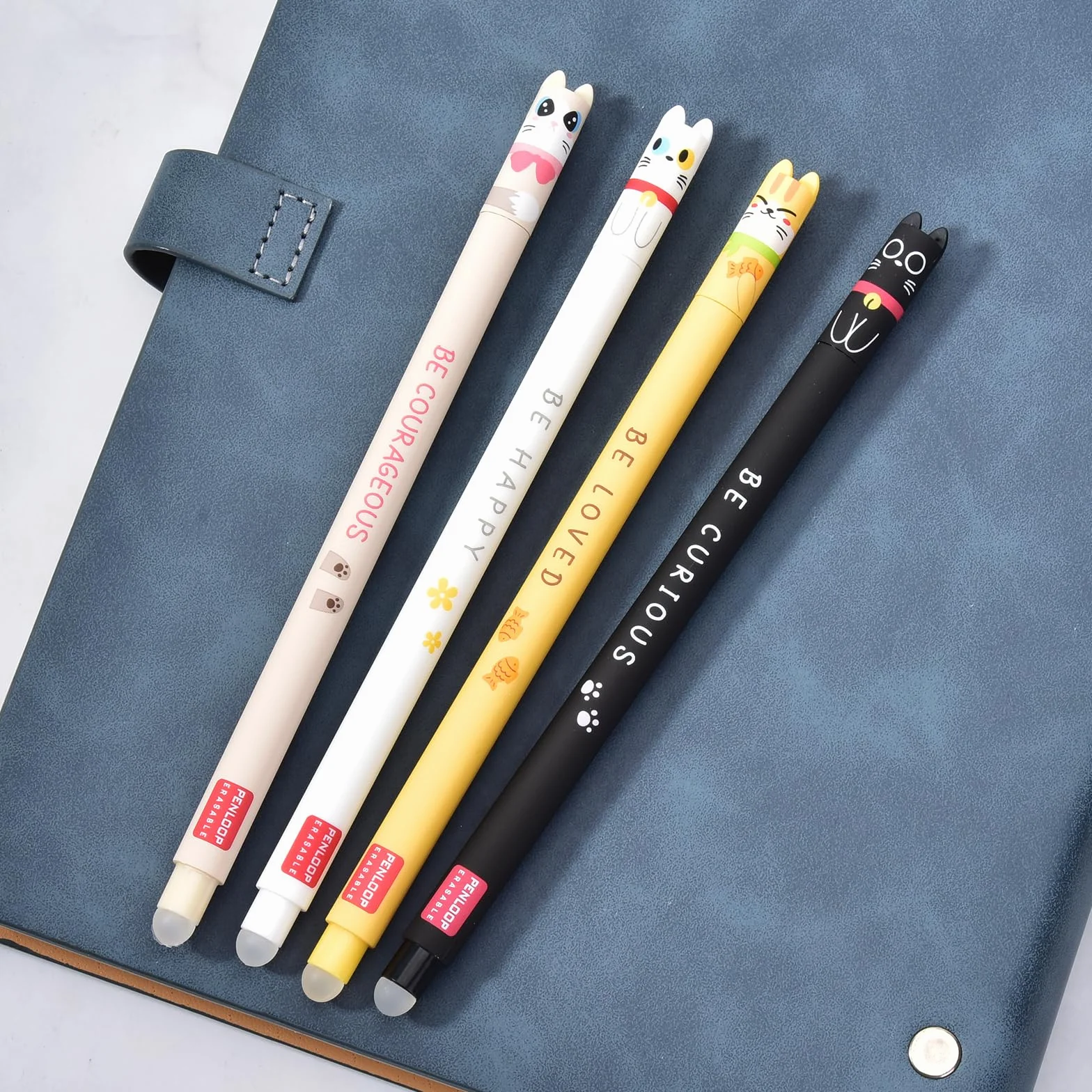 Stylos Effaçables 0,7 mm, Stylo Bille Effaçable, Roller Effaçable, Stylo Gel Effaçable pour Enfants - Lot de 4 Pièces