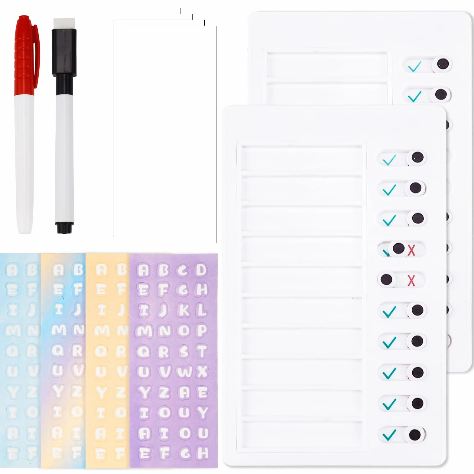 Tableau Memo Checklist 2 Pièces To Do List Plastic Board avec Papiers Effaçables à Sec pour Enfants Adultes