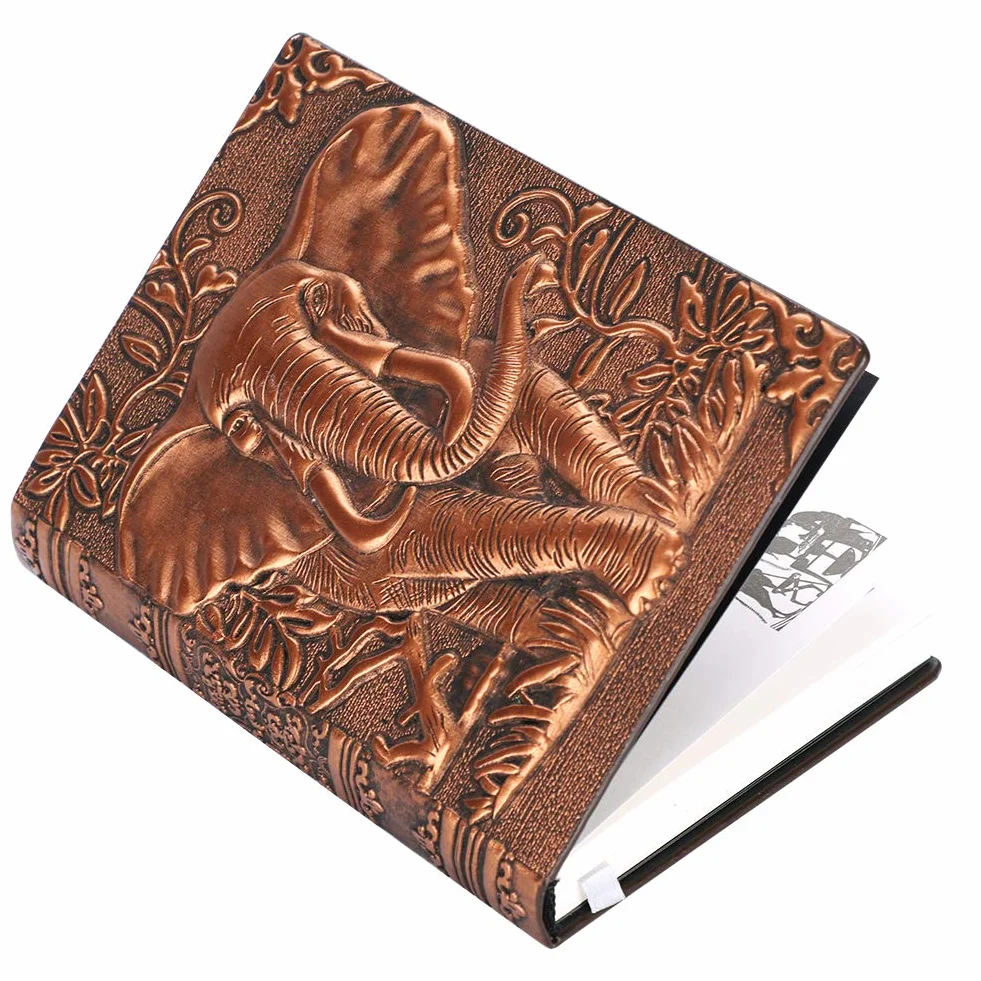 Carnet de Notes A6 Journal Couverture Cuir Rétro Fleur Relief 100 Pages Papier Ligné