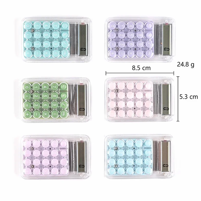 Calculatrice Solaire Pile Bouton Double Alimentation Clavier Silicone Portable Couleurs Aléatoires