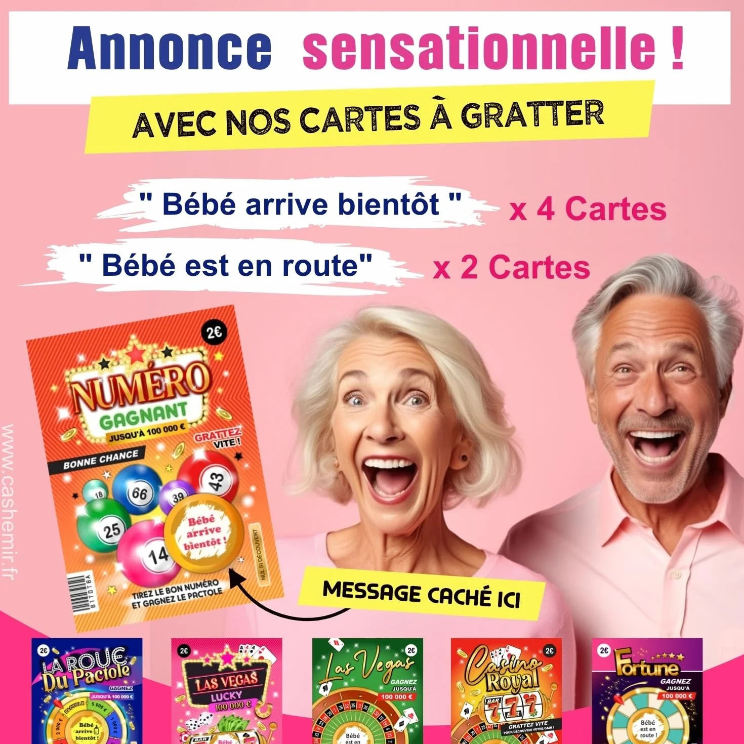 Cartes à gratter Annonce Grossesse Bébé Bientôt - Lot de 6 Tickets de Jeu pour Mamie Papy Tonton Tata