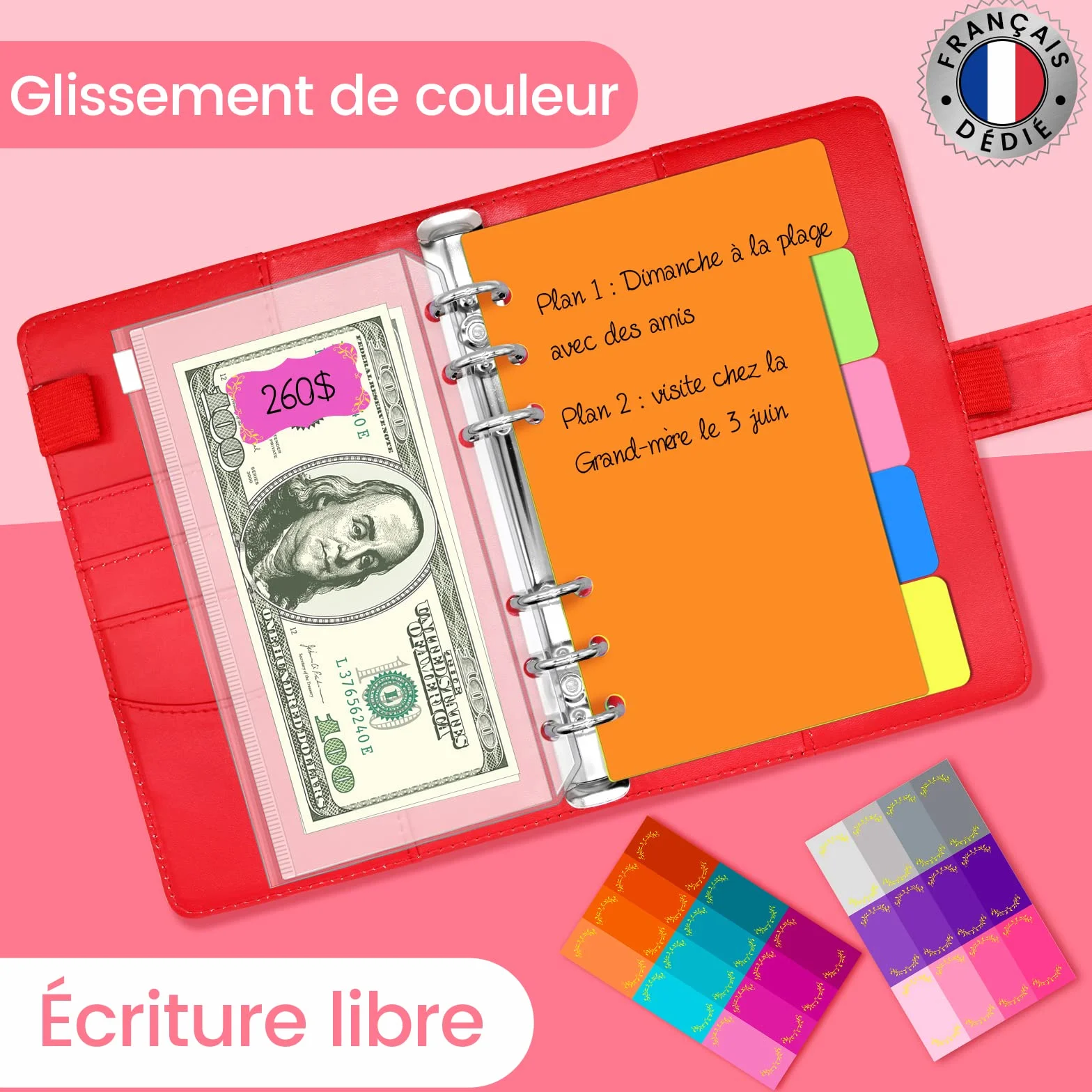 Classeur Budget A6 Enveloppe Budget Carnet Planner Organisateur Rouge