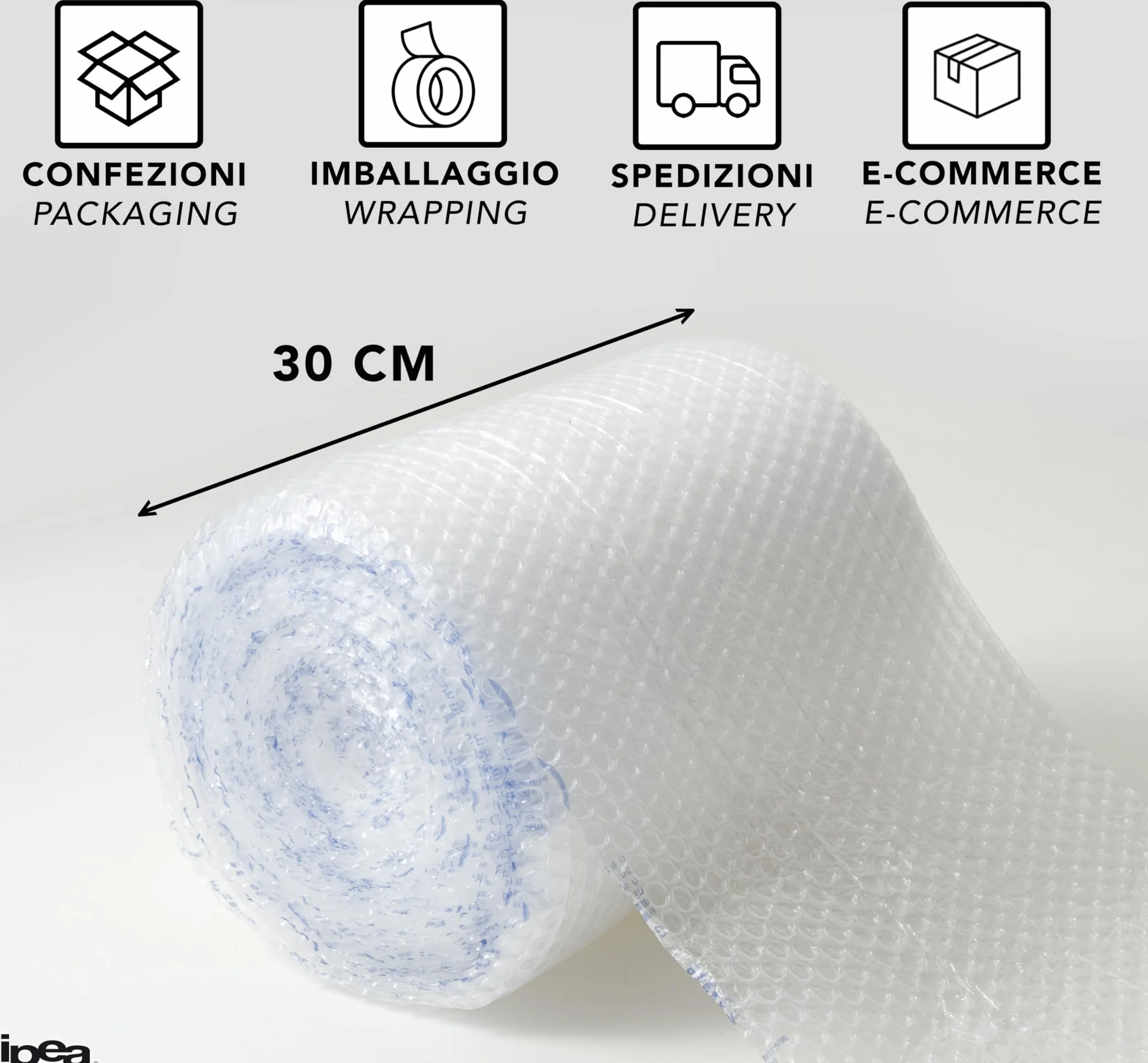IPEA Rouleau Papier Film à Bulles 20 Mètres x 30 cm 55 g/m² pour Emballage et Protection