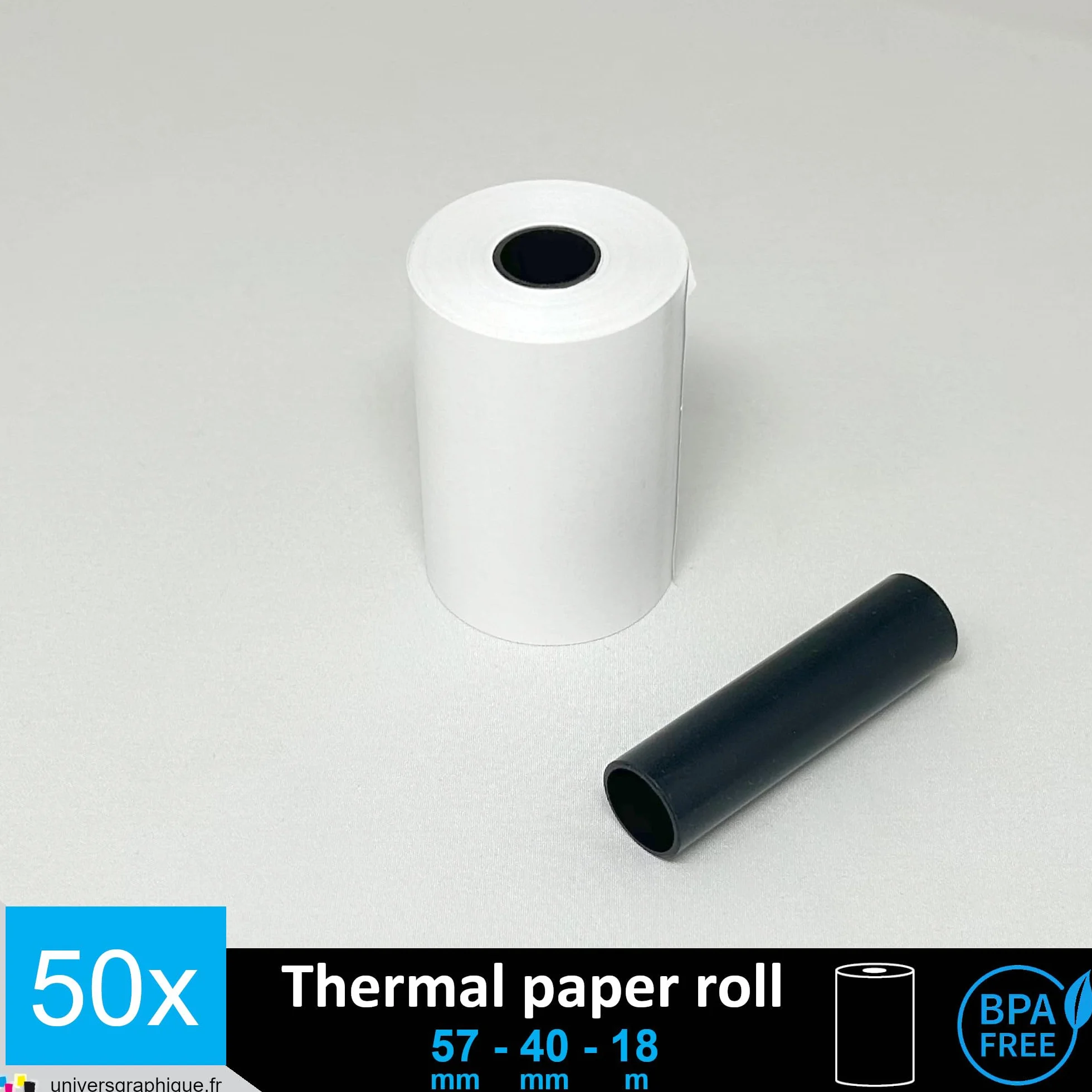 Bobines Carte Bancaire Thermique TPE 57 x 40 x 12 mm Sans Bisphénol A