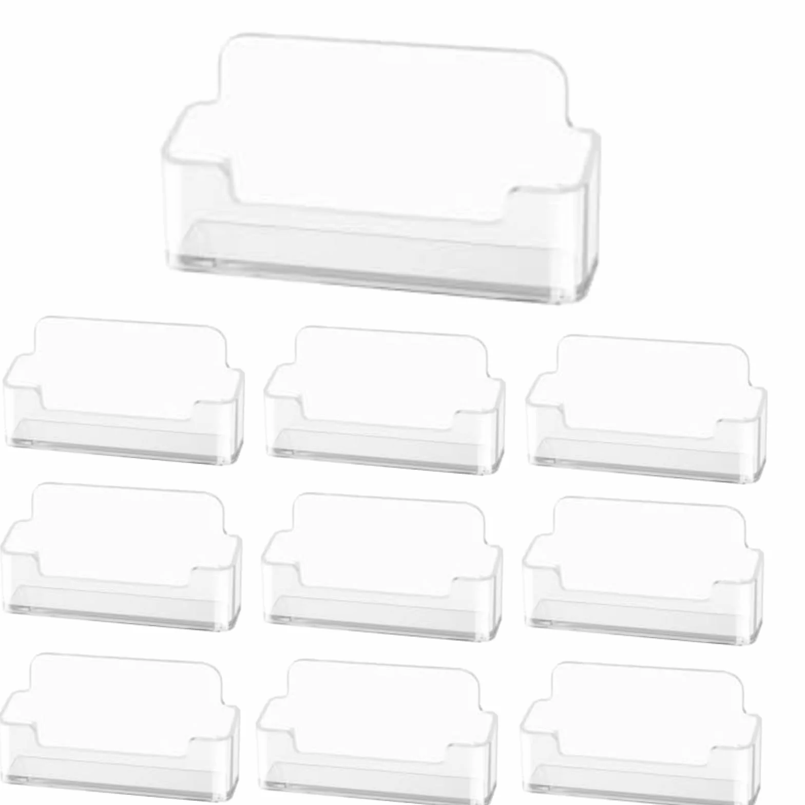 Flintronic Lot de 10 Porte-cartes de Visite Transparent en Acrylique, Présentoir pour Bureau et Plans de Travail
