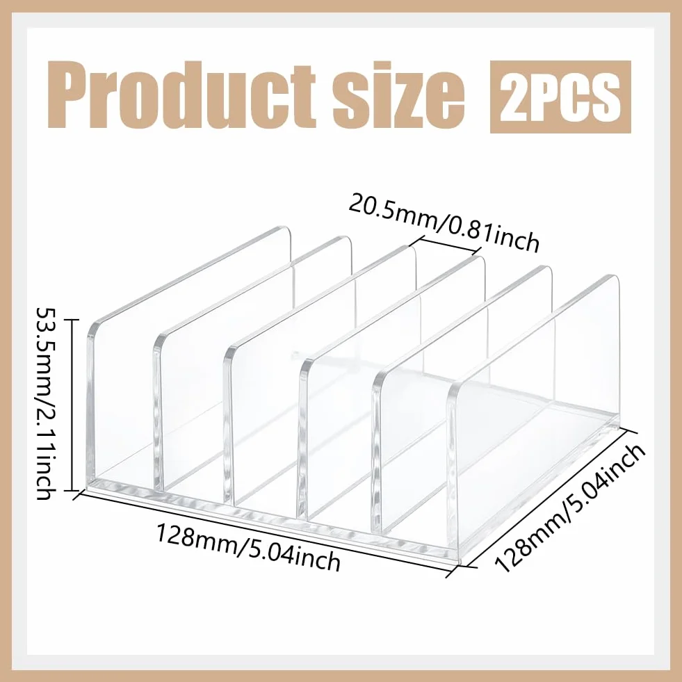UNICRAFTALE 2 Porte Courrier Acrylique Transparent 5 Compartiments Organiseur Bureau Trieur Vertical Porte Fichiers 128x128x53.5mm