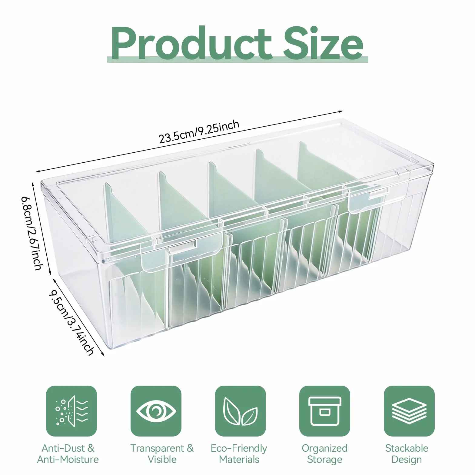 Boîtes de Rangement en Plastique Transparentes 23,5x9,5x6,8 cm pour Cartes de Révision et Collection