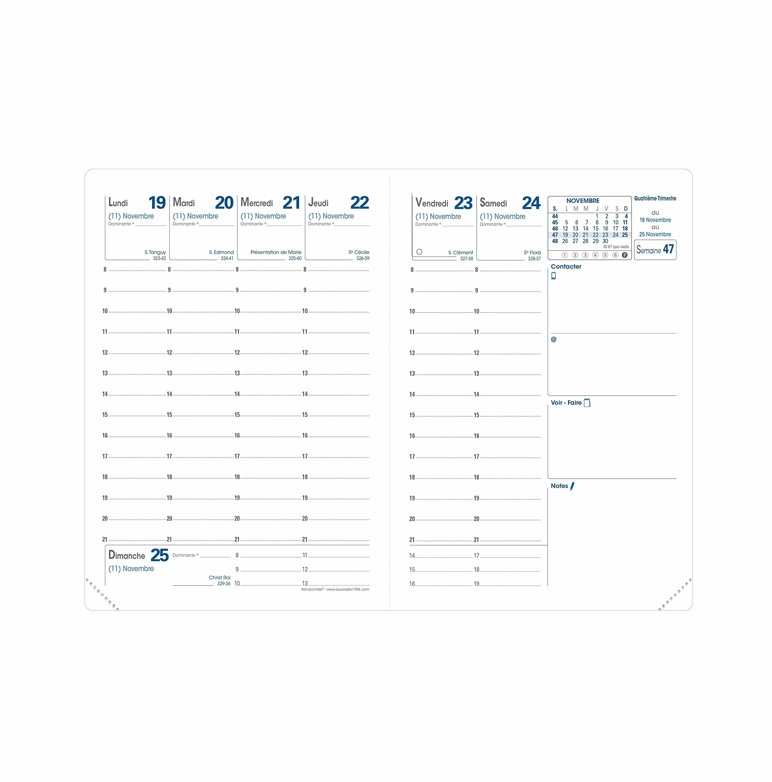 Quo Vadis Recharge Agenda Semainier Randonnée Janvier 2026 Décembre 2026 9 x 12.5 cm