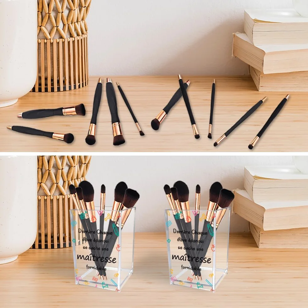 Cadeau Maitresse Noel - Pot a Crayon Bureau Rangement Pinceaux Maquillage
