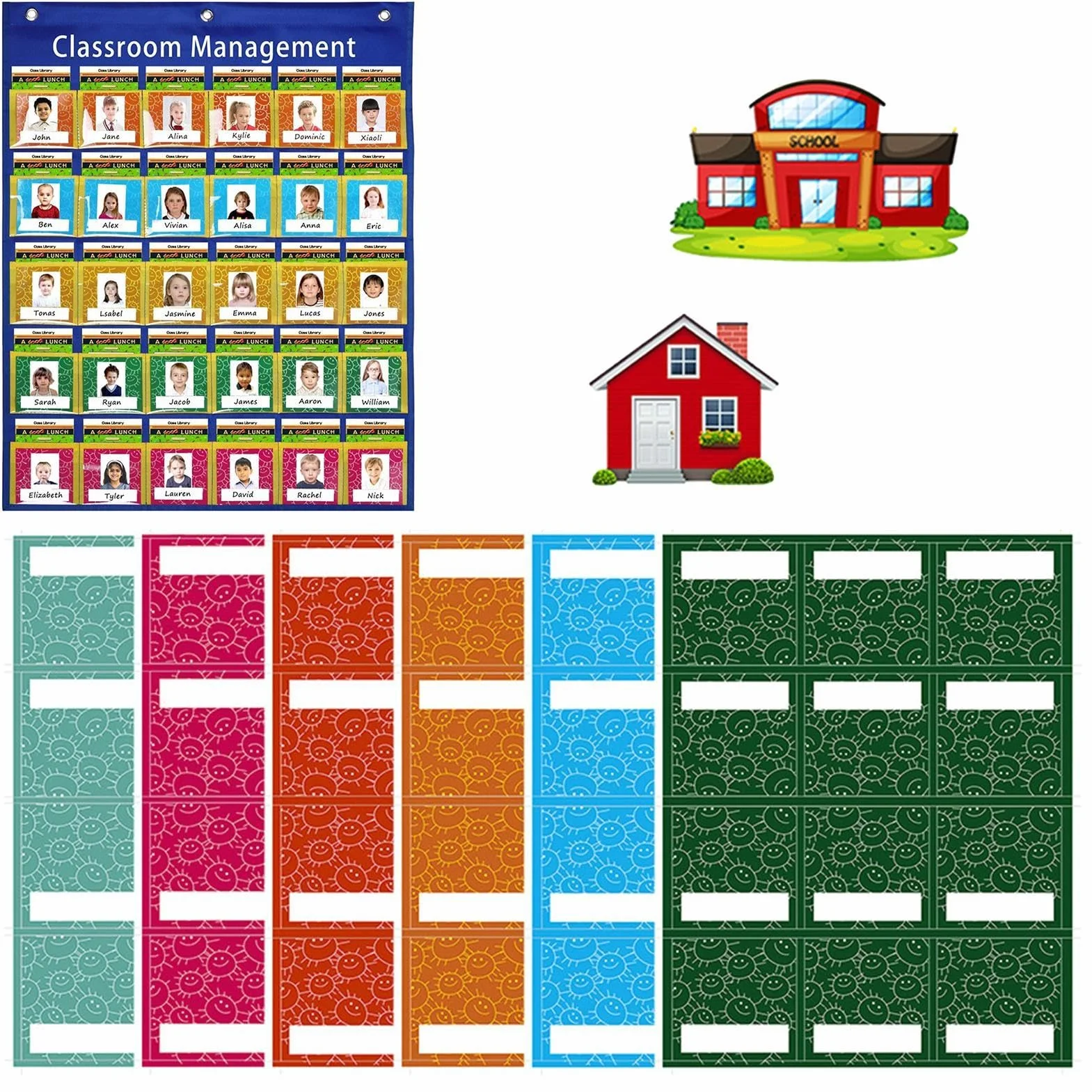 Tableau de Présence 74 Cartes Photos Enfichables Salle de Classe Accessoires