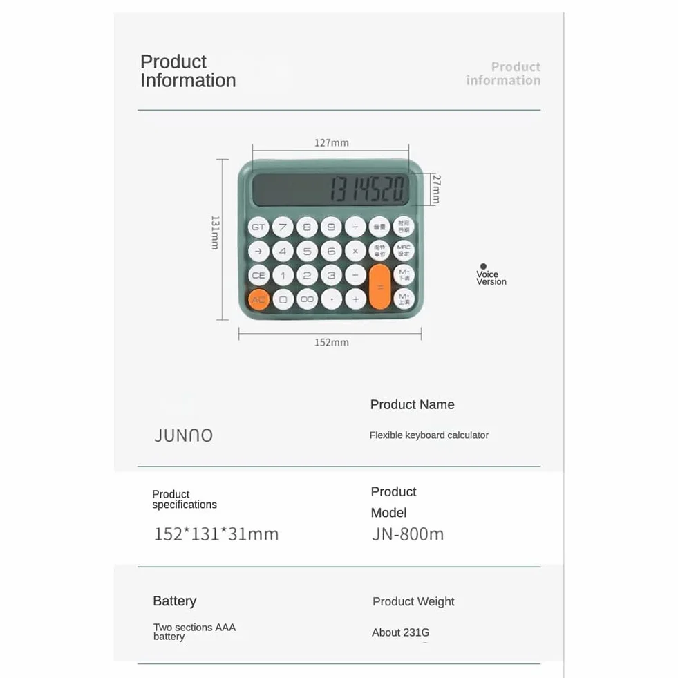 Calculatrice Mécanique 12 Chiffres Grand Écran LCD Gros Boutons Beige