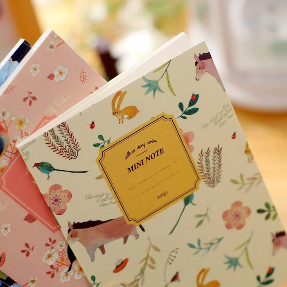 Lot de 4 mini carnets de notes vintage à fleurs pour enfants