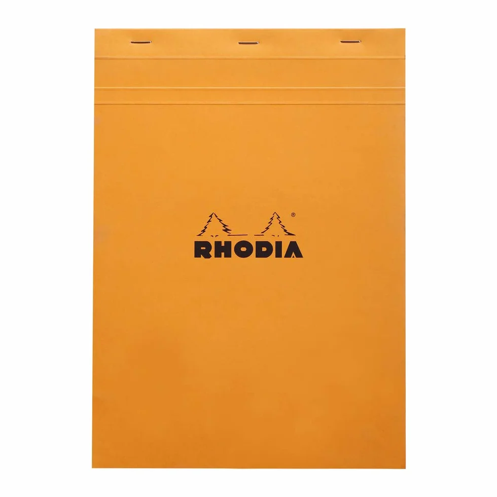 Rhodia Bloc-Notes Agrafé N°18 Orange A4 21 x 29,7 cm Petits Carreaux 80 Feuillets Papier Clairefontaine 80 g/m²