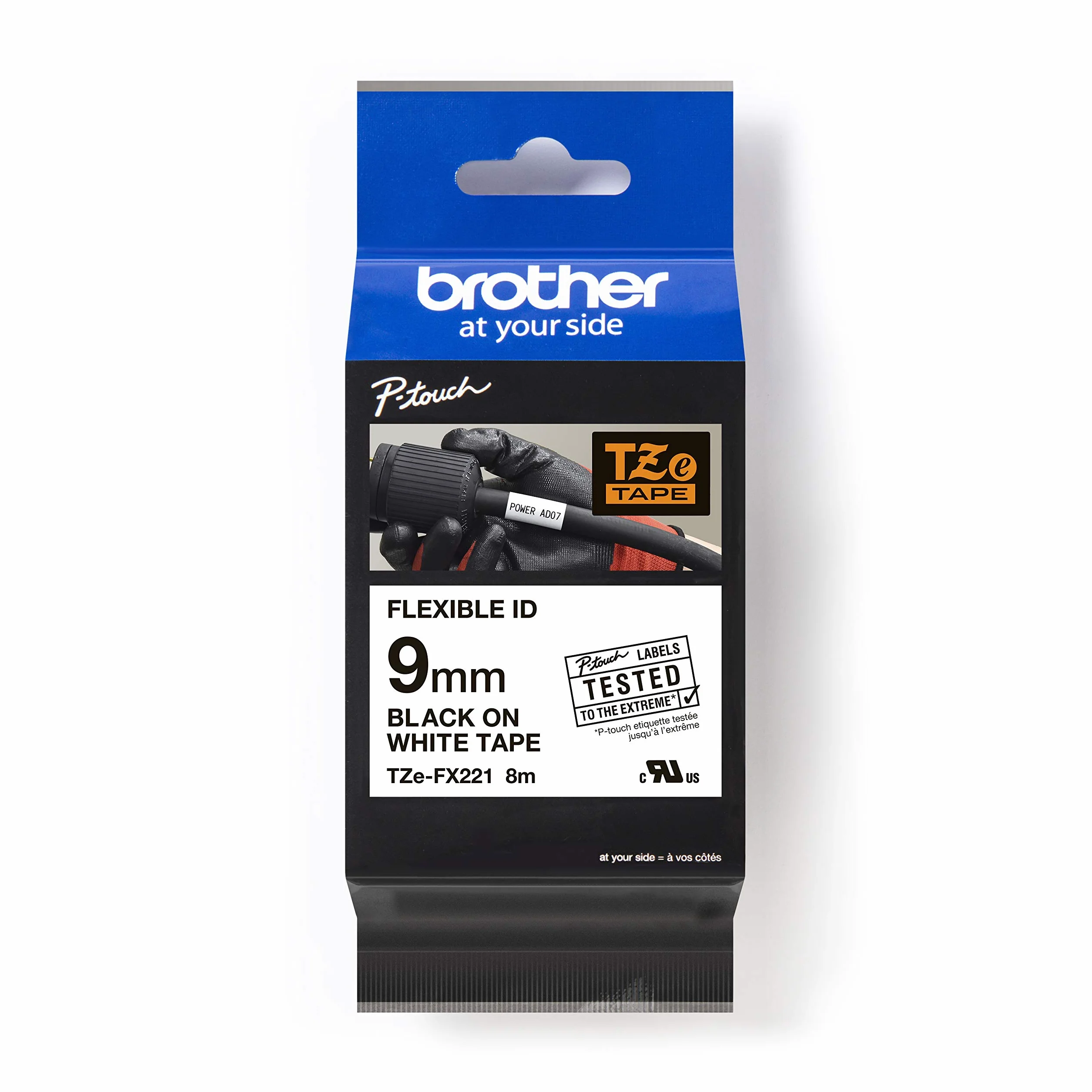 Brother TZE-FX221 ruban d'étiquette Noir sur blanc