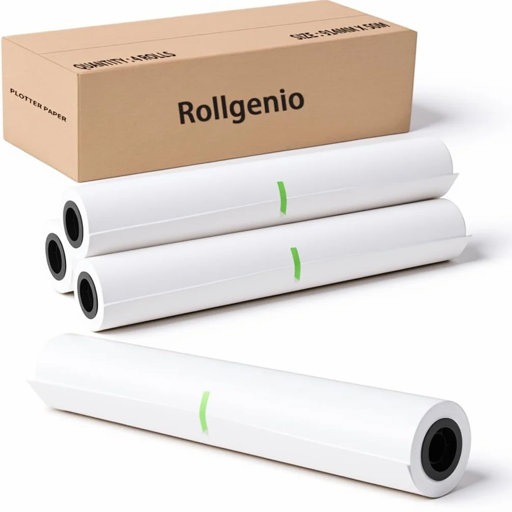 Papier pour traceur 610 mm x 50 m, 24 inch x 150 ft, 4 rouleaux, mandrin 2 pouces