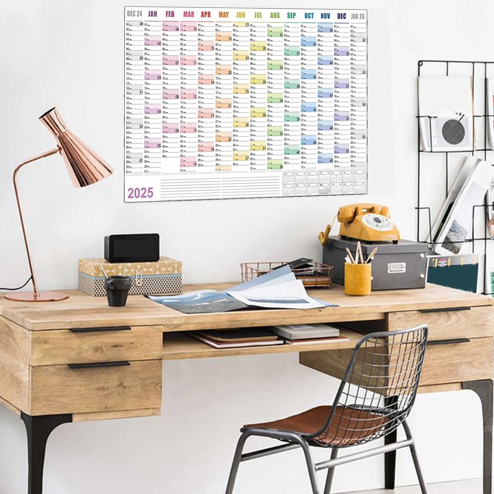 Calendrier Mural Annuel 2025 Cartonné Grand Format 74,2x52 Cm Arc En Ciels