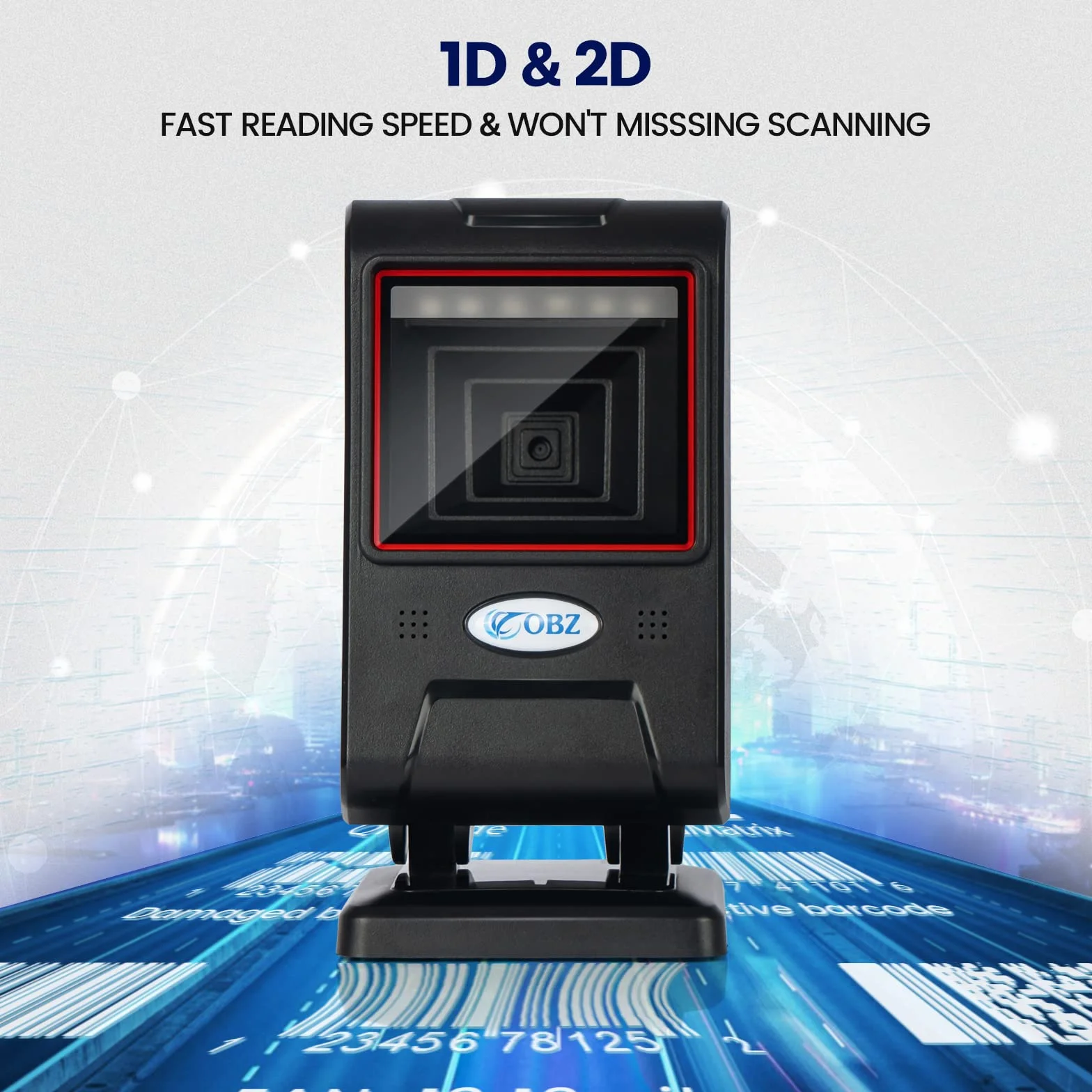 Lecteur Code Barre USB, Scanner de Code Barre de Bureau Professionnel avec Fenêtre de Numérisation pour Supermarché Magasin
