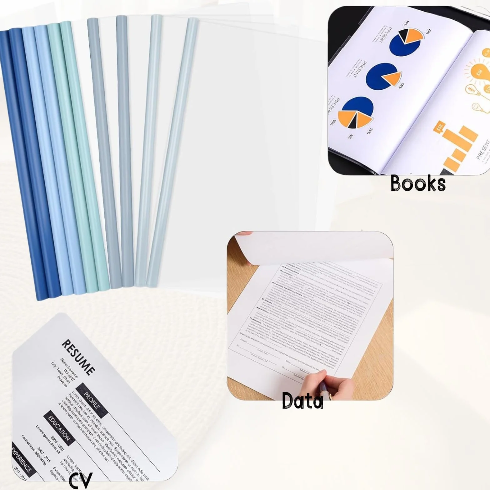 Reliure Barre Coulissante A4 Plastique Transparent 10 Pièces pour Bureaux Écoles