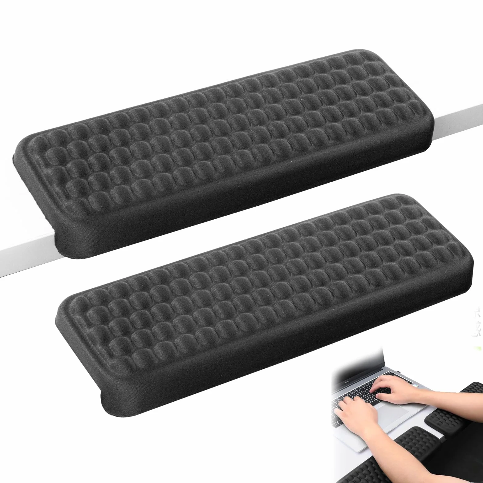 Lot de 2 Repose Coude Bureau Forme L, Repose Poignet Clavier Mousse Mémoire de Forme Antidérapant