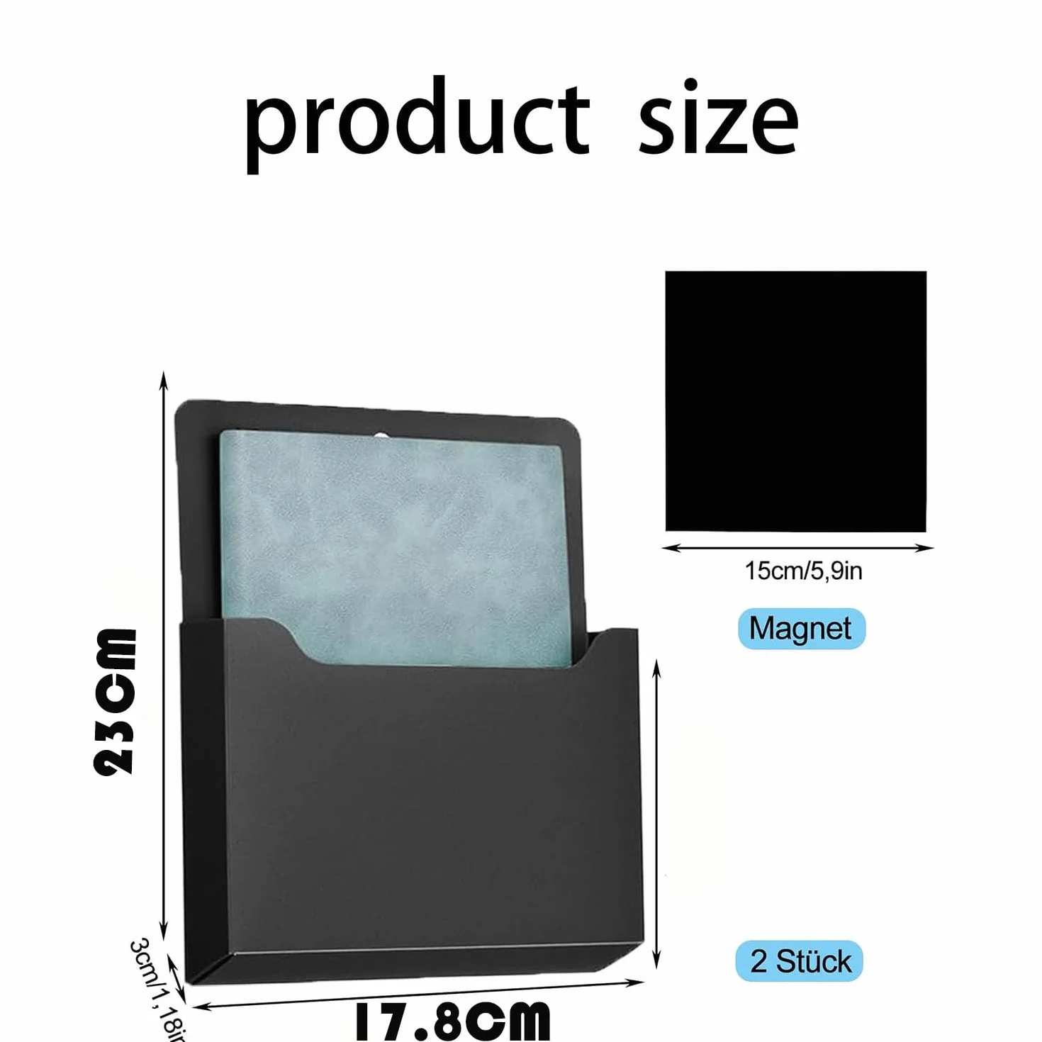 Porte-documents magnétique 23 x 17,8 cm 22 pièces noir