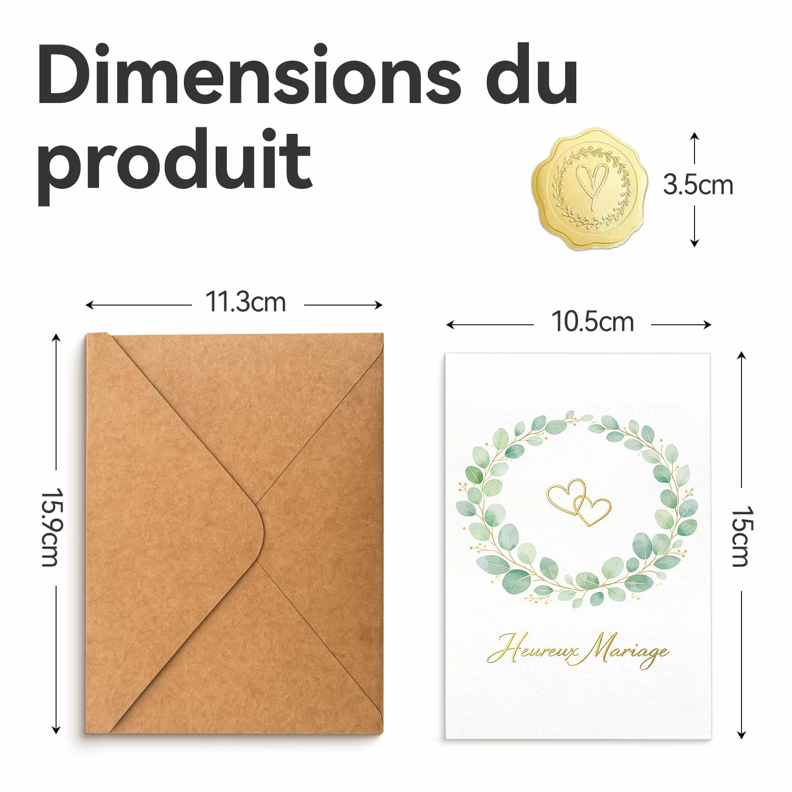 Carte mariage félicitation avec enveloppe