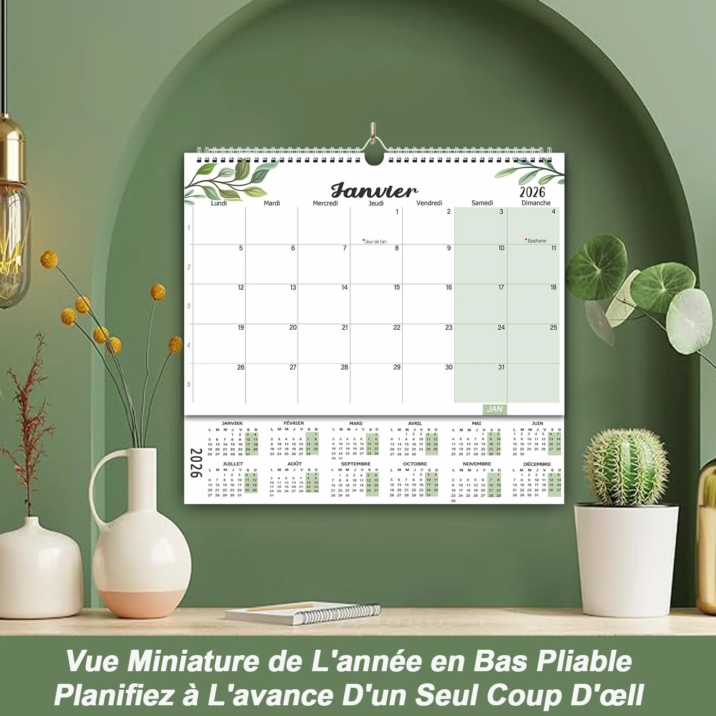 Calendrier Mural 2026 2027 A4, Calendrier Mensuel 18 Mois, Planificateur Familial