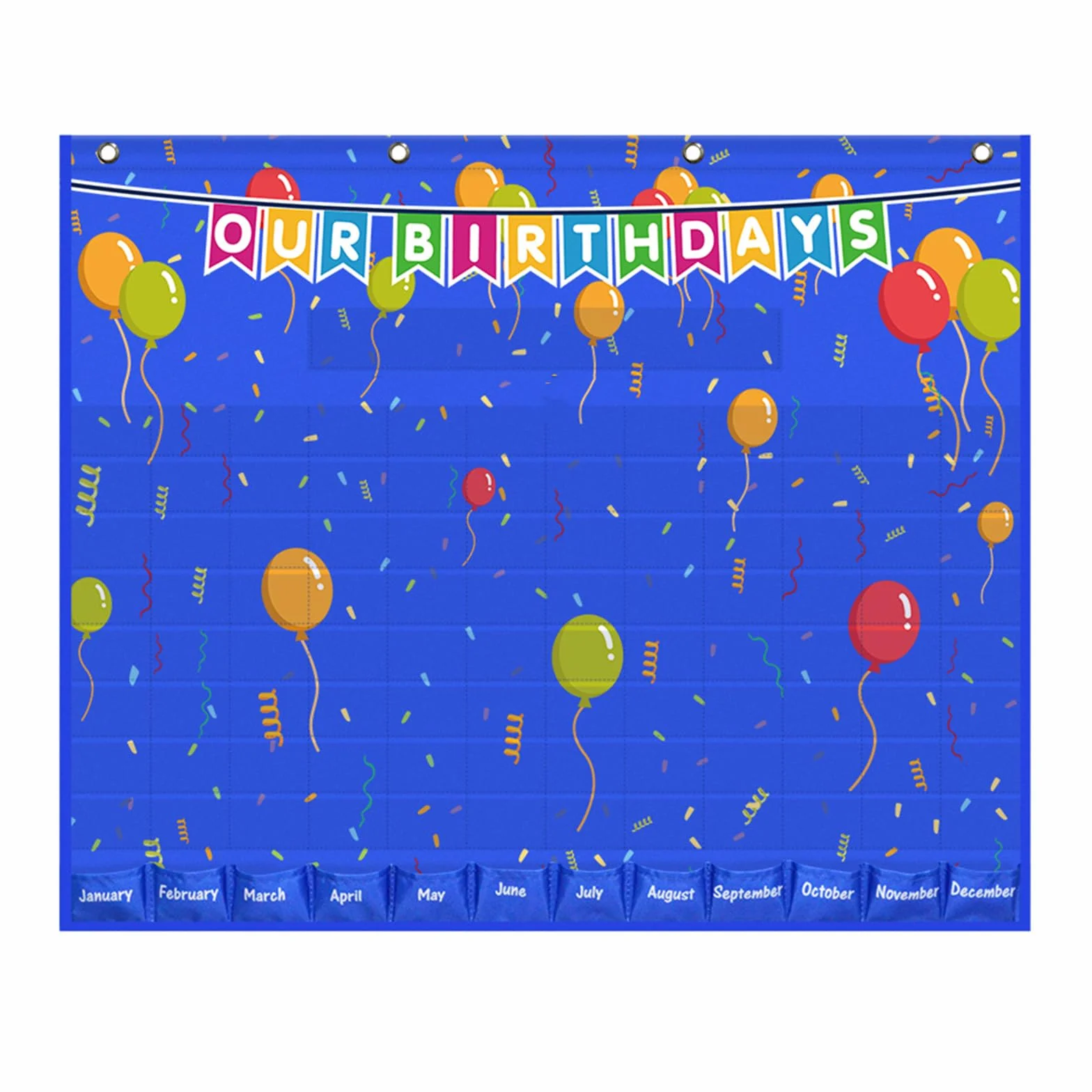 Tableau de poche Happy Birthday 90 cartes 78,7 x 63,5 cm Graphique d'anniversaire pour maternelle
